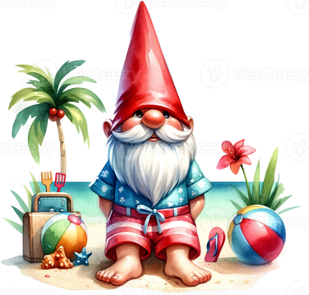 AI generated Beach Gnome with Summer Accessories Clipart png