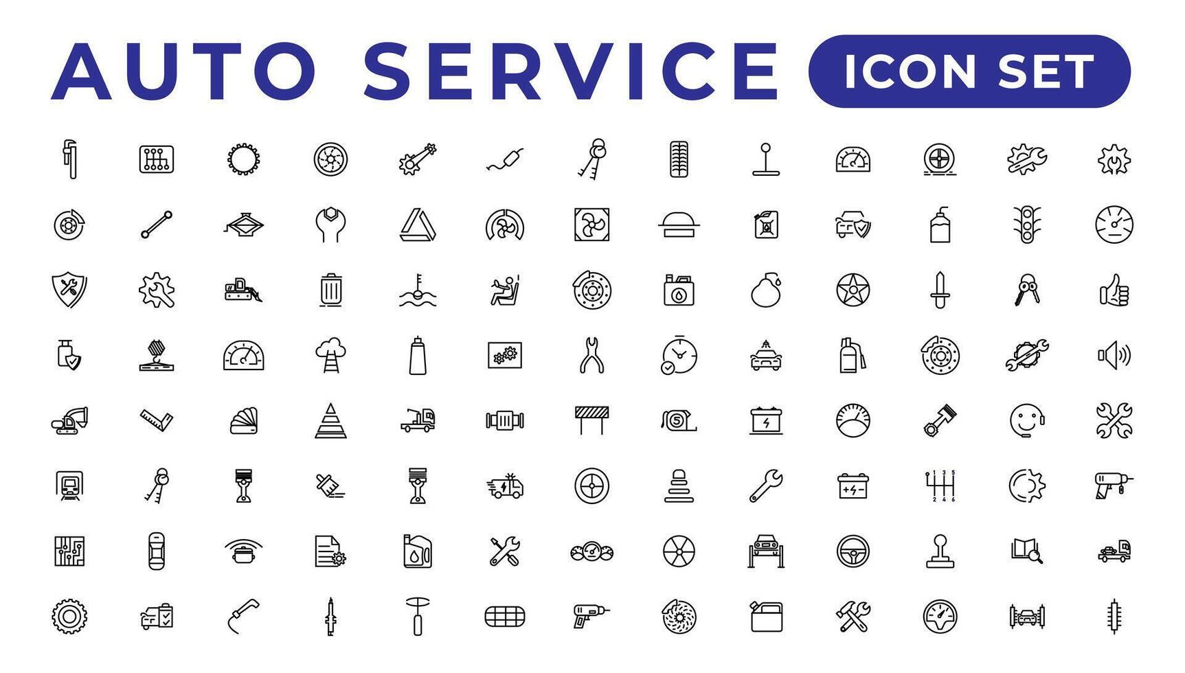 Auto service and car garage Set of thin line web icon set, simple outline icons collection, Pixel Perfect icons, Simple vector illustration.