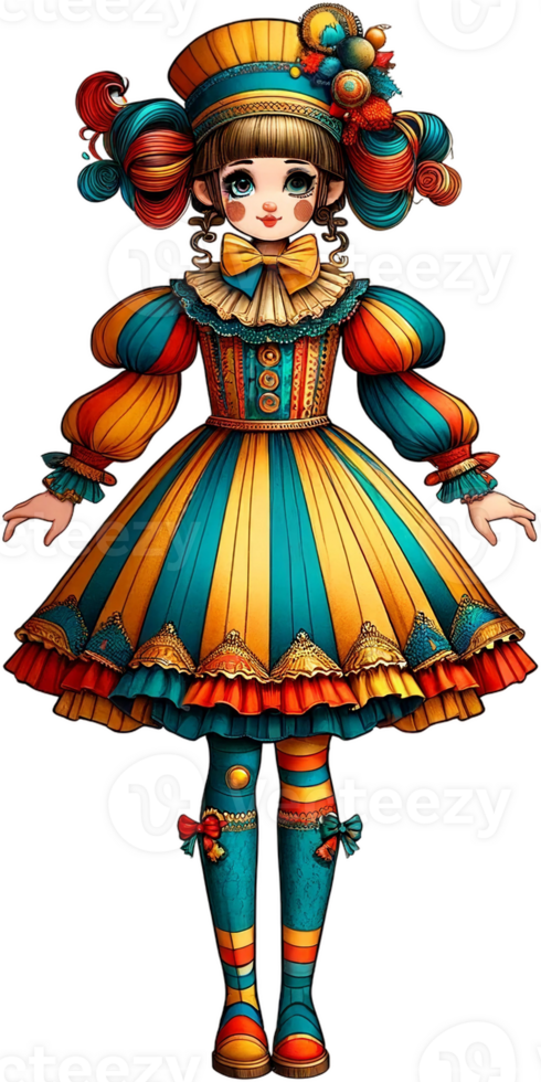AI generated Colorful Doll in Festive Attire png