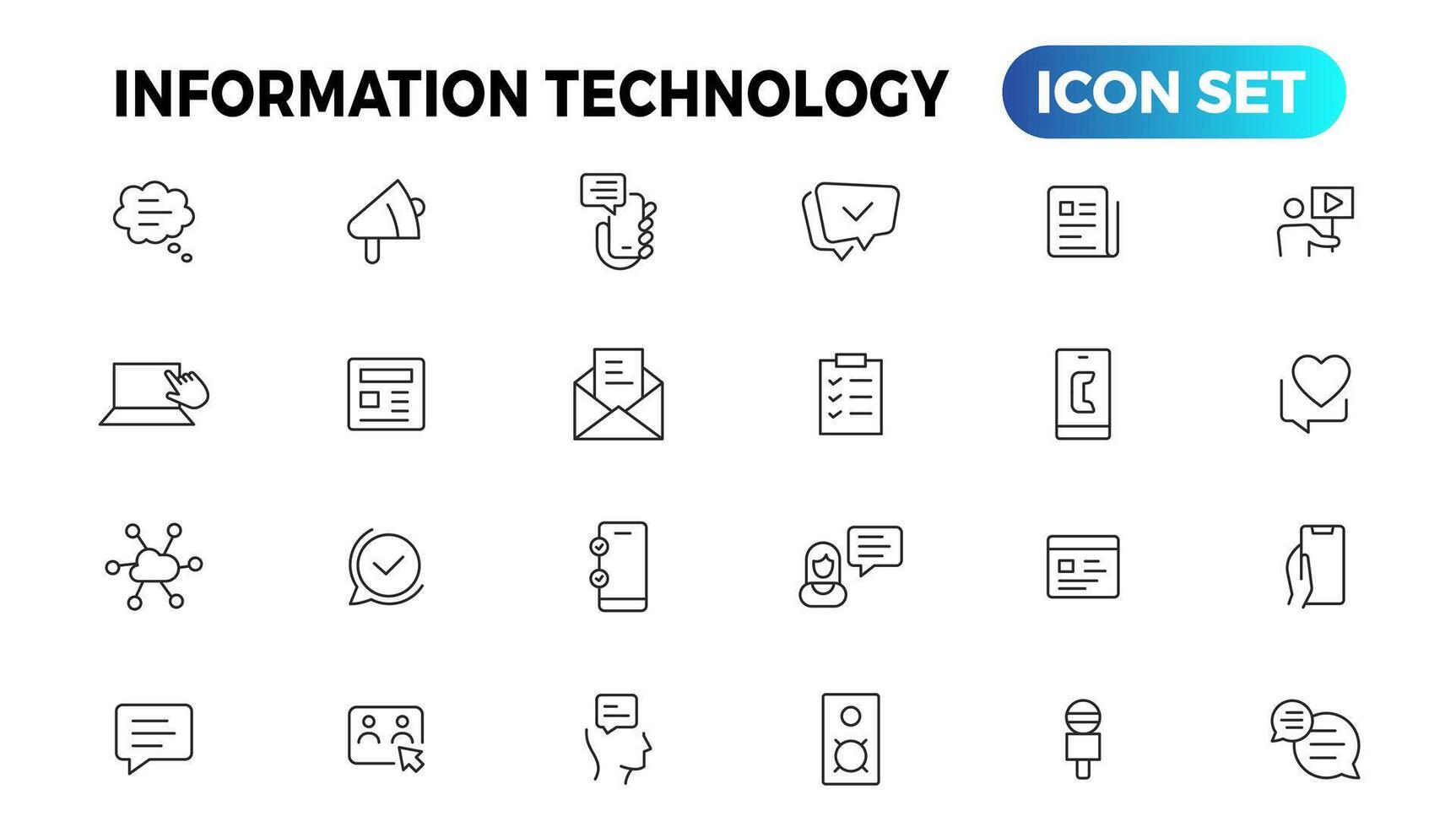 Device and Information technology line icons collection. Big UI icon set in a flat design. Thin outline icons pack vector