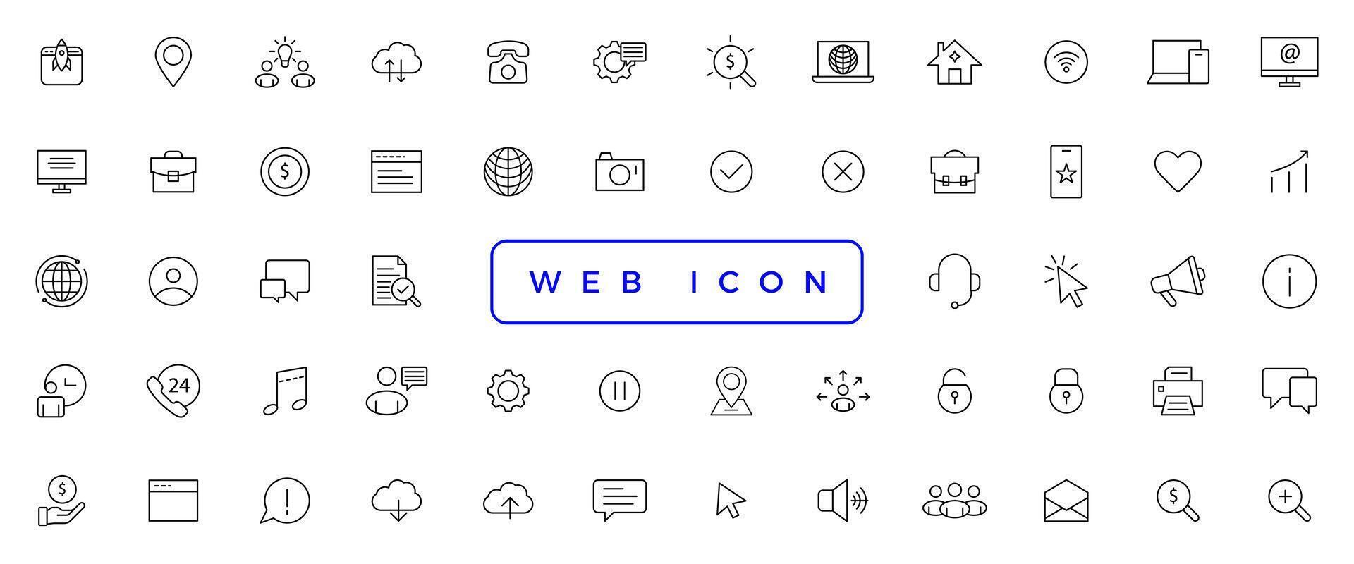 conjunto de iconos web. vector de icono de conjunto de sitio web. para computadora y móvil