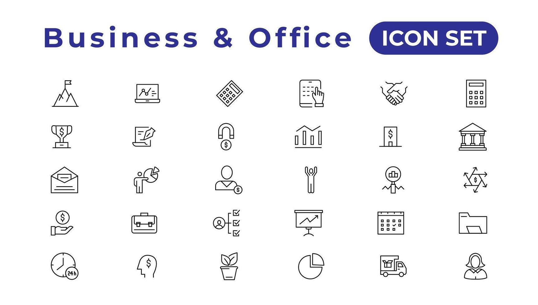 Business strategy set of web icons in line style. Business solutions icons for web and mobile app. Action List, research, solution, team, marketing, startup, advertising, business process vector