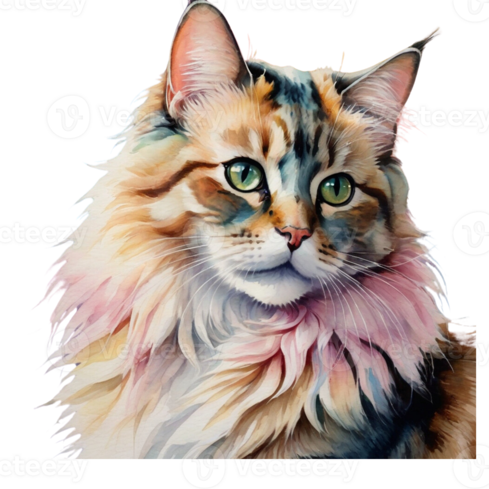 AI generated Portrait of a cat, watercolor style png