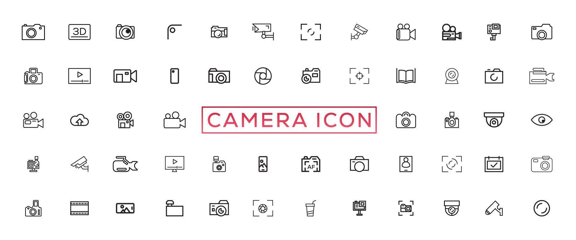 Photo and video icon set. Icons of photography, image, photo gallery, video camera and photo camera. Diaphragm icon. image, photo gallery Vector illustration
