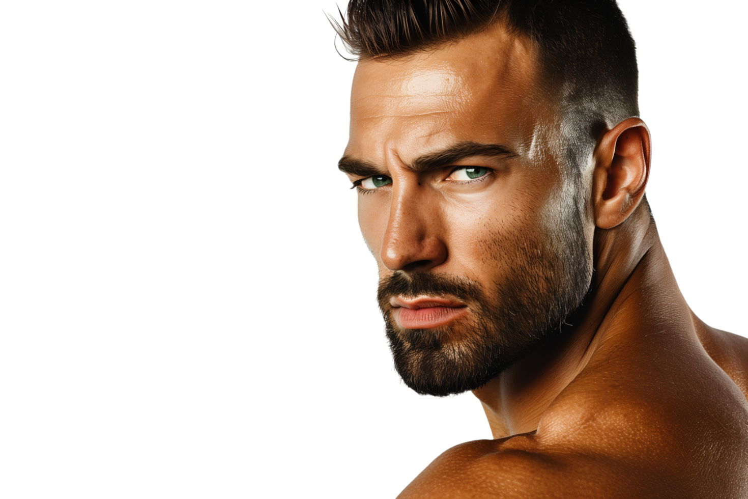 AI generated a man with a beard and no shirt png