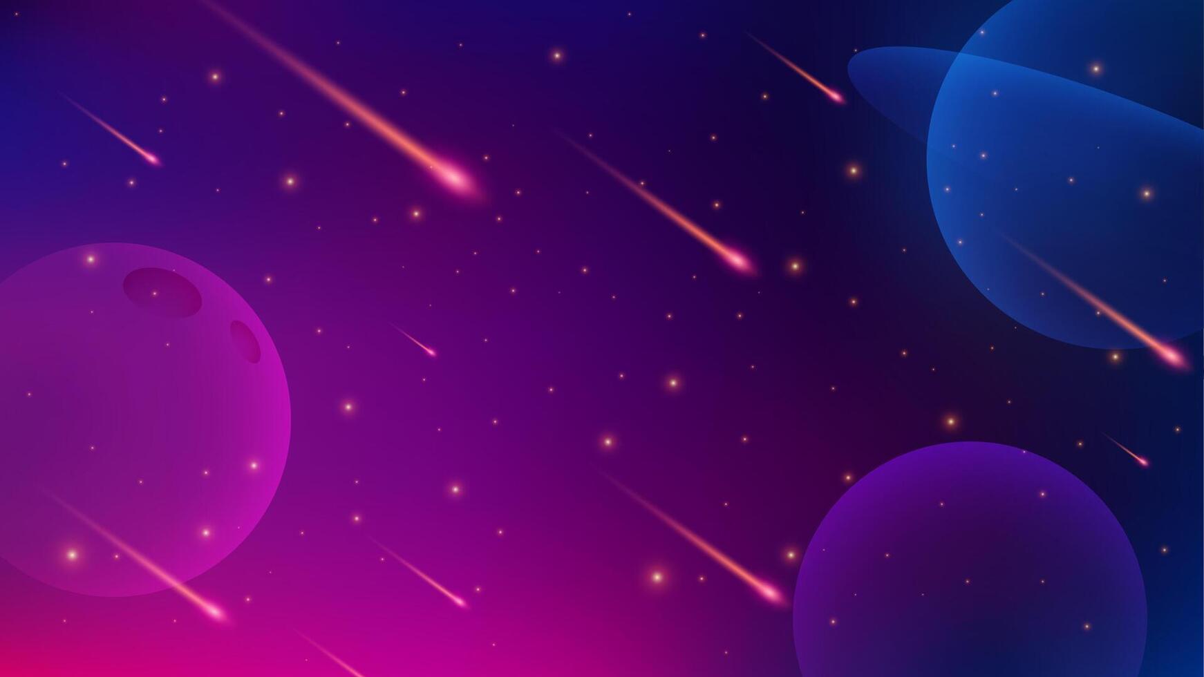 Galaxy Background with Planets and Nebula, Cosmos Milky Way, Vector Illustration