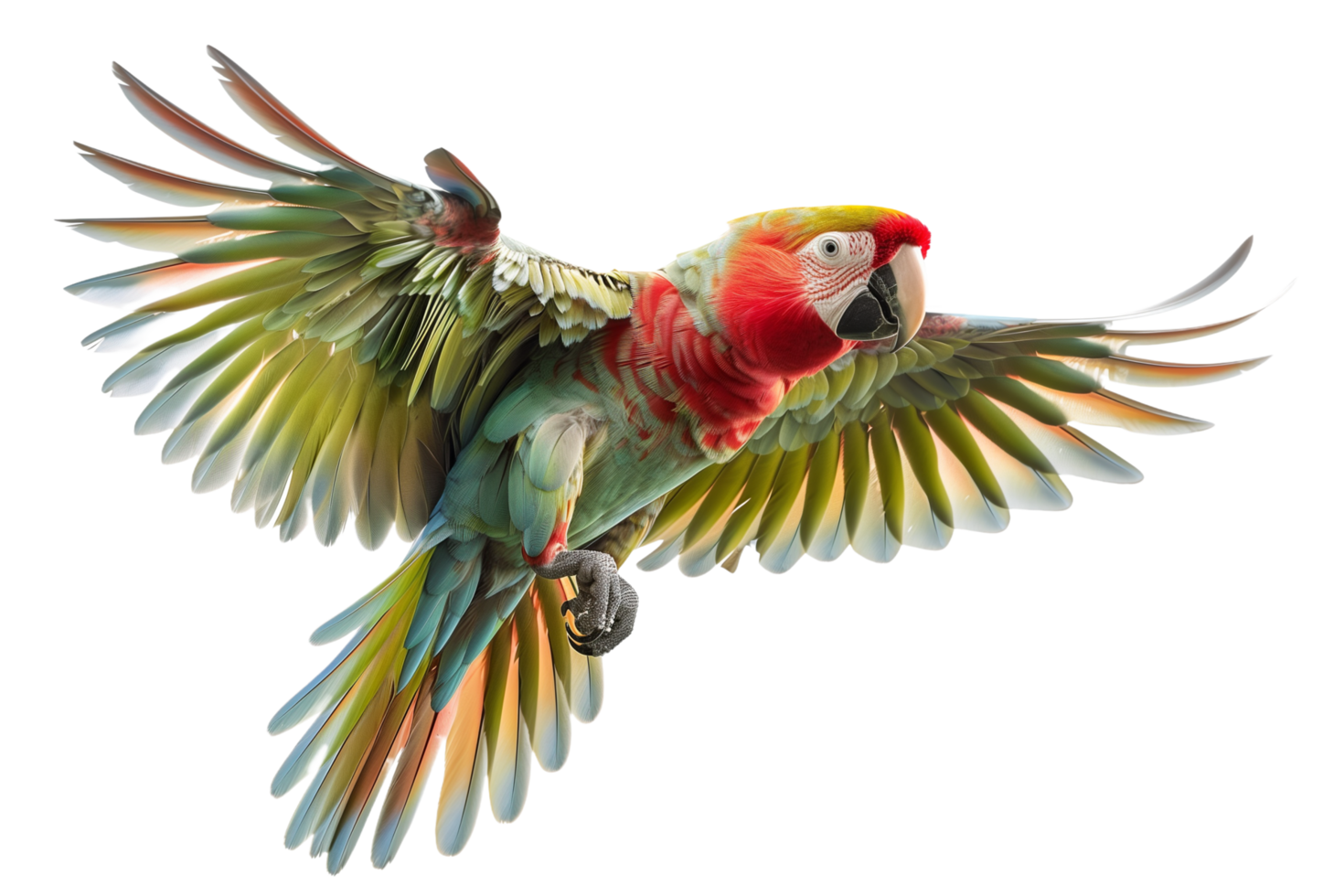 AI generated a colorful parrot flying in the air png
