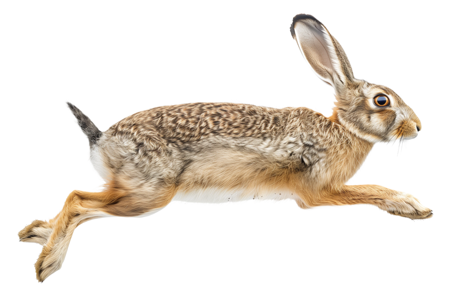 AI generated a brown hare running on a transparent background png
