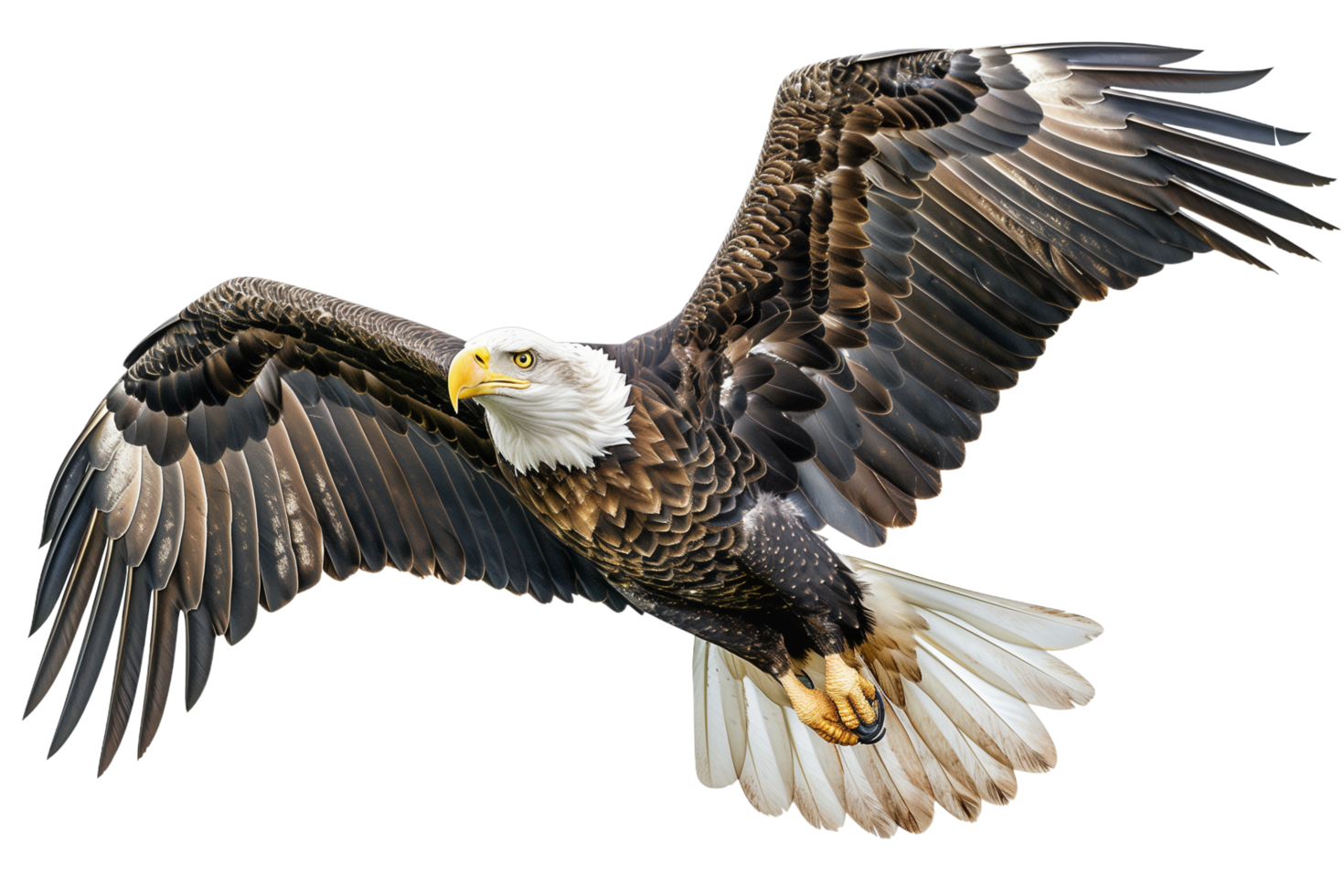 AI generated bald eagle flying png