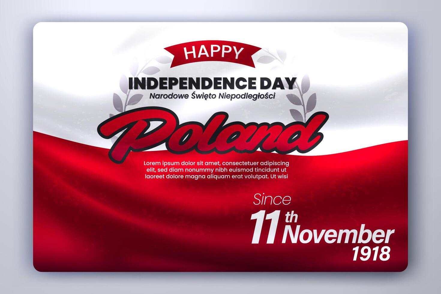 contento independencia día de Polonia con ondulación bandera fondo, vector ilustración
