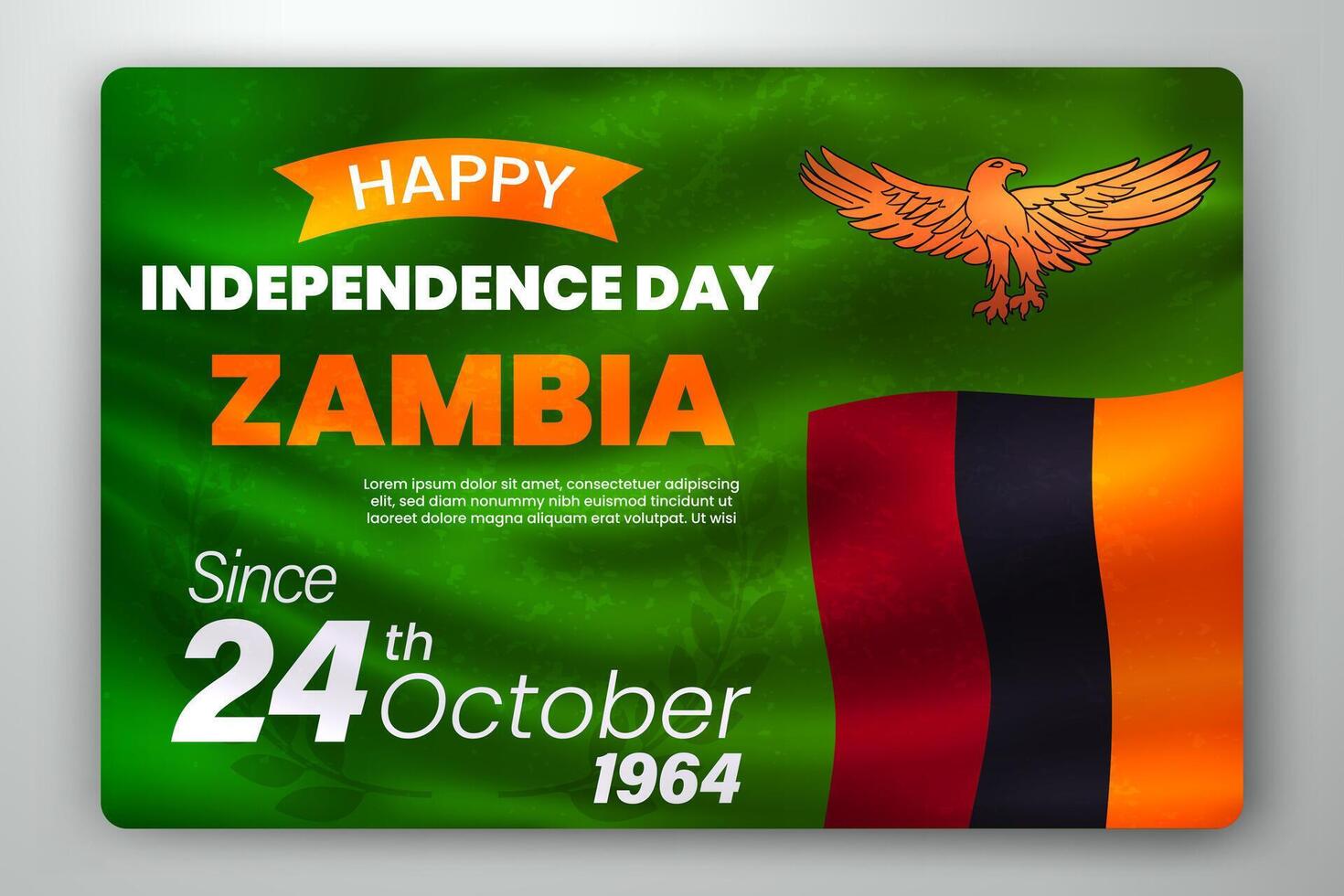 contento independencia día de Zambia con ondulación bandera fondo, vector ilustración