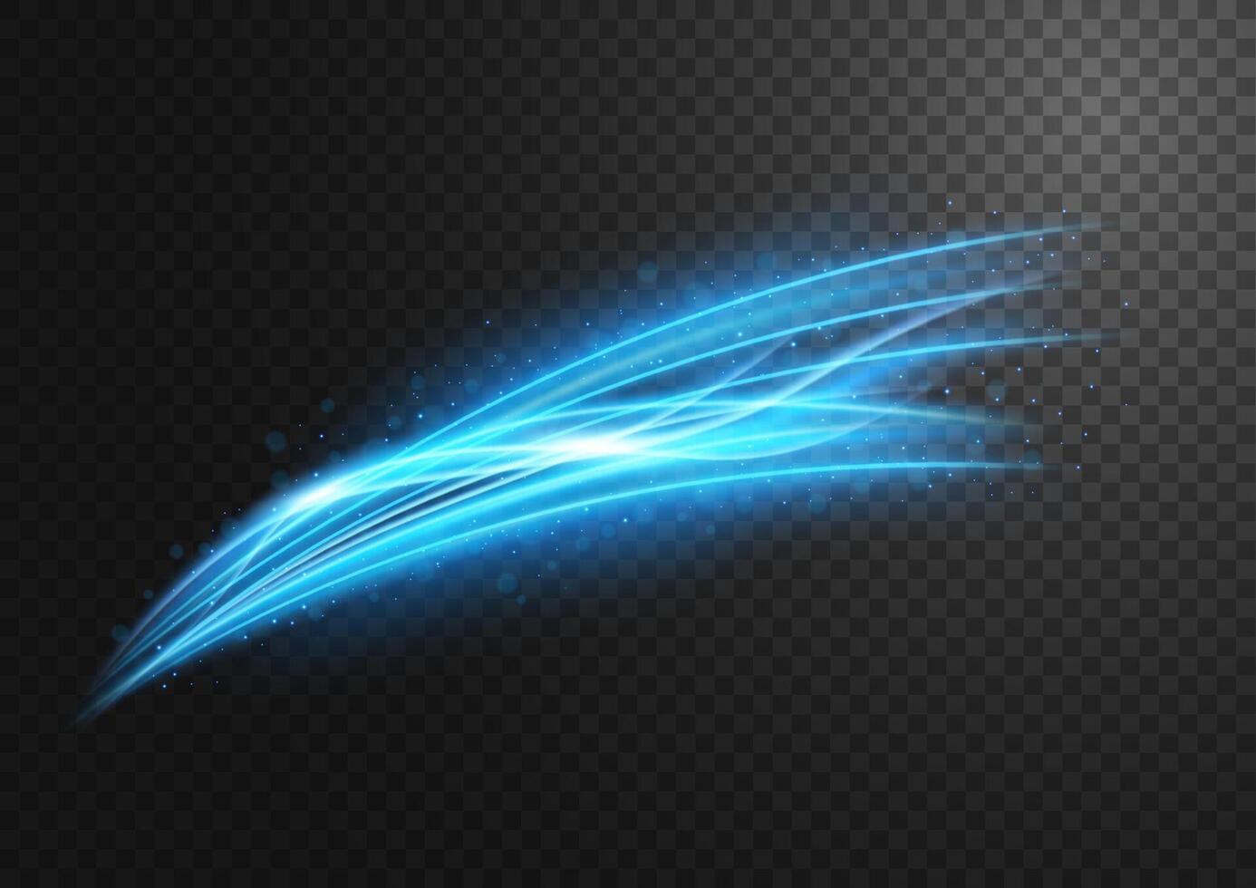 Abstract Blue Line of Light with Blue Sparks, on A Background, Isolated and Easy to Edit, Vector Illustration