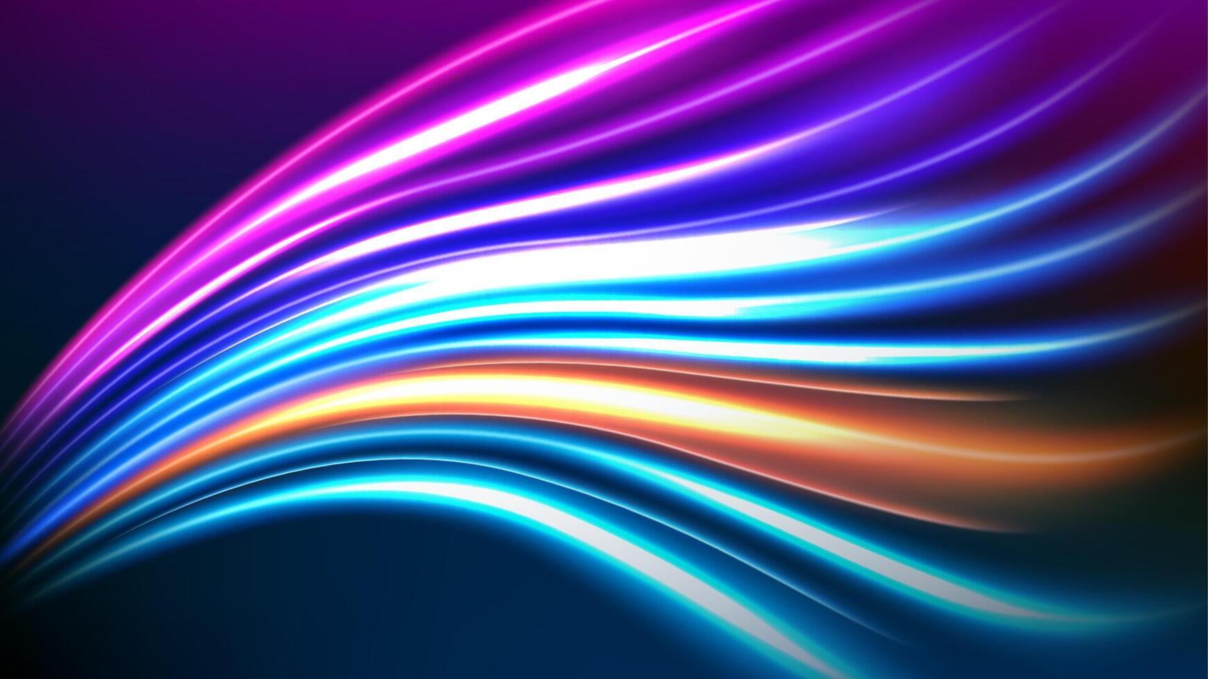 Colorful Light Trails, Long Time Exposure Motion Blur Effect, Vector Illustration