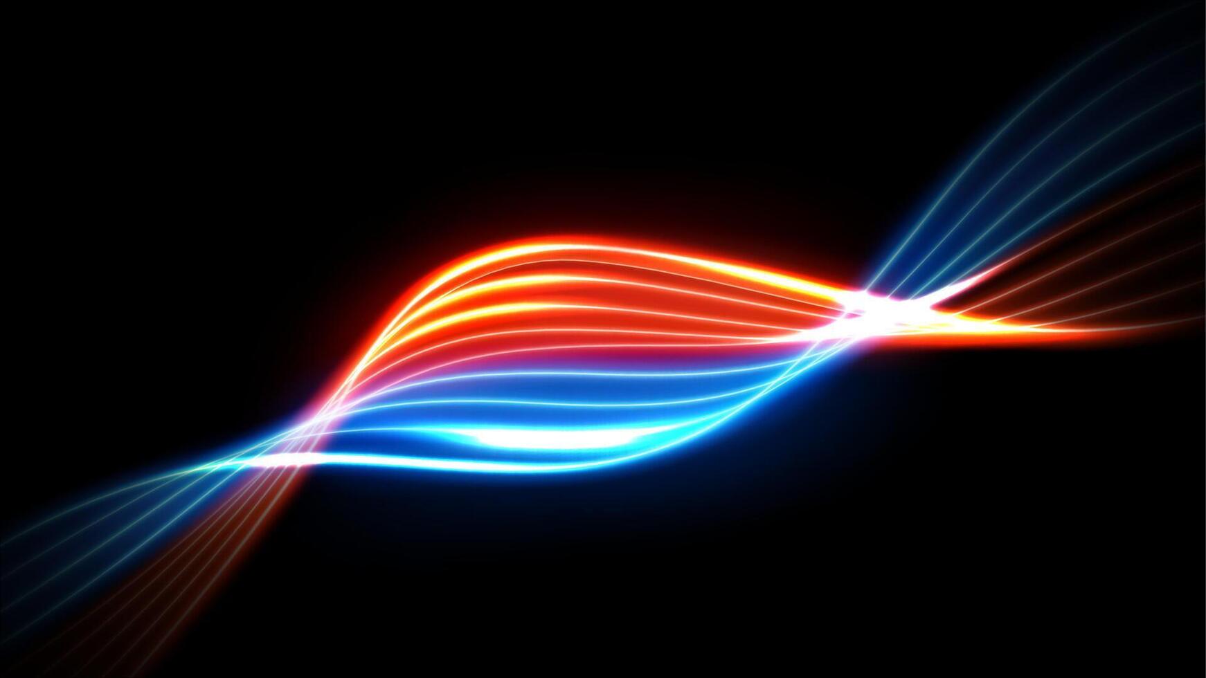 Colorful light trails, long time exposure motion blur effect. Vector Illustration