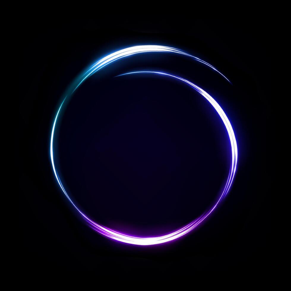 Abstract Multicolor Ring Line of Light, Isolated on Dark Background, Vector Illustration