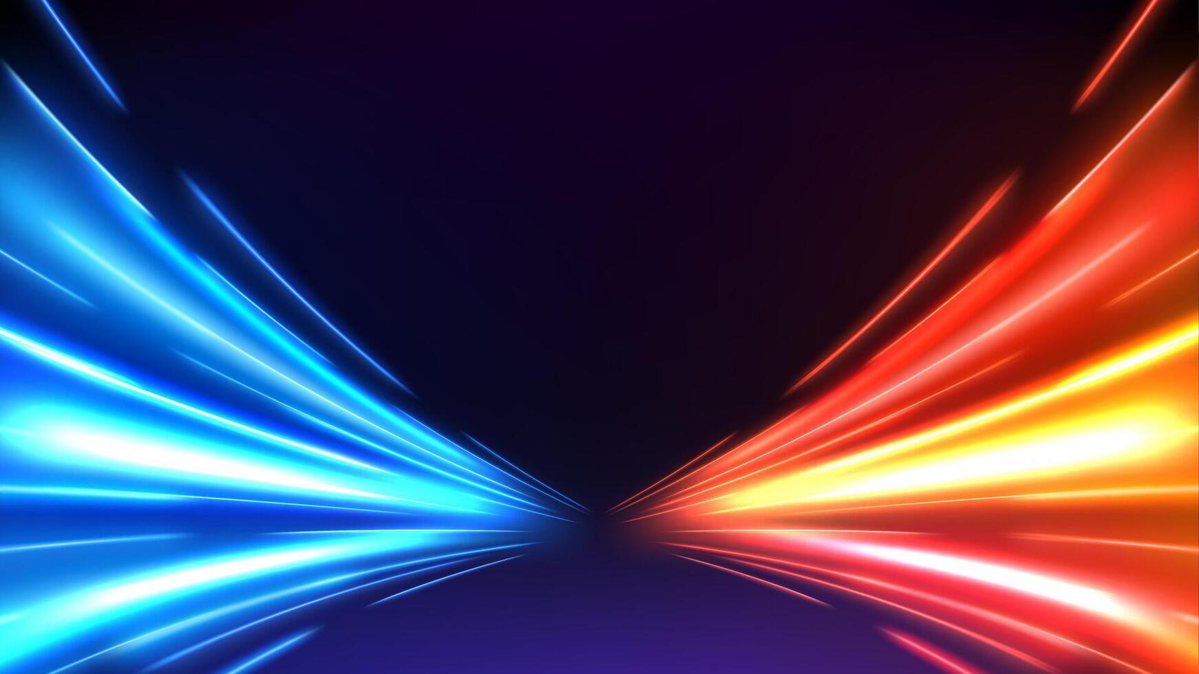 Colorful Light Trails, Long Time Exposure Motion Blur Effect, Vector Illustration