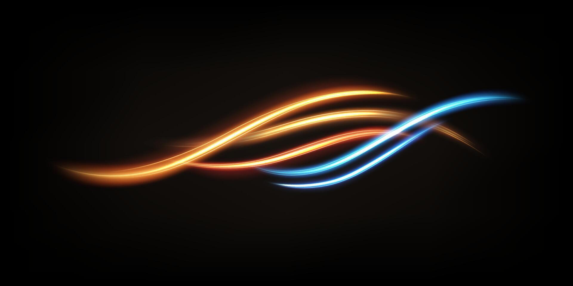 Colorful Light Trails, Long Time Exposure Motion Blur Effect, Vector Illustration