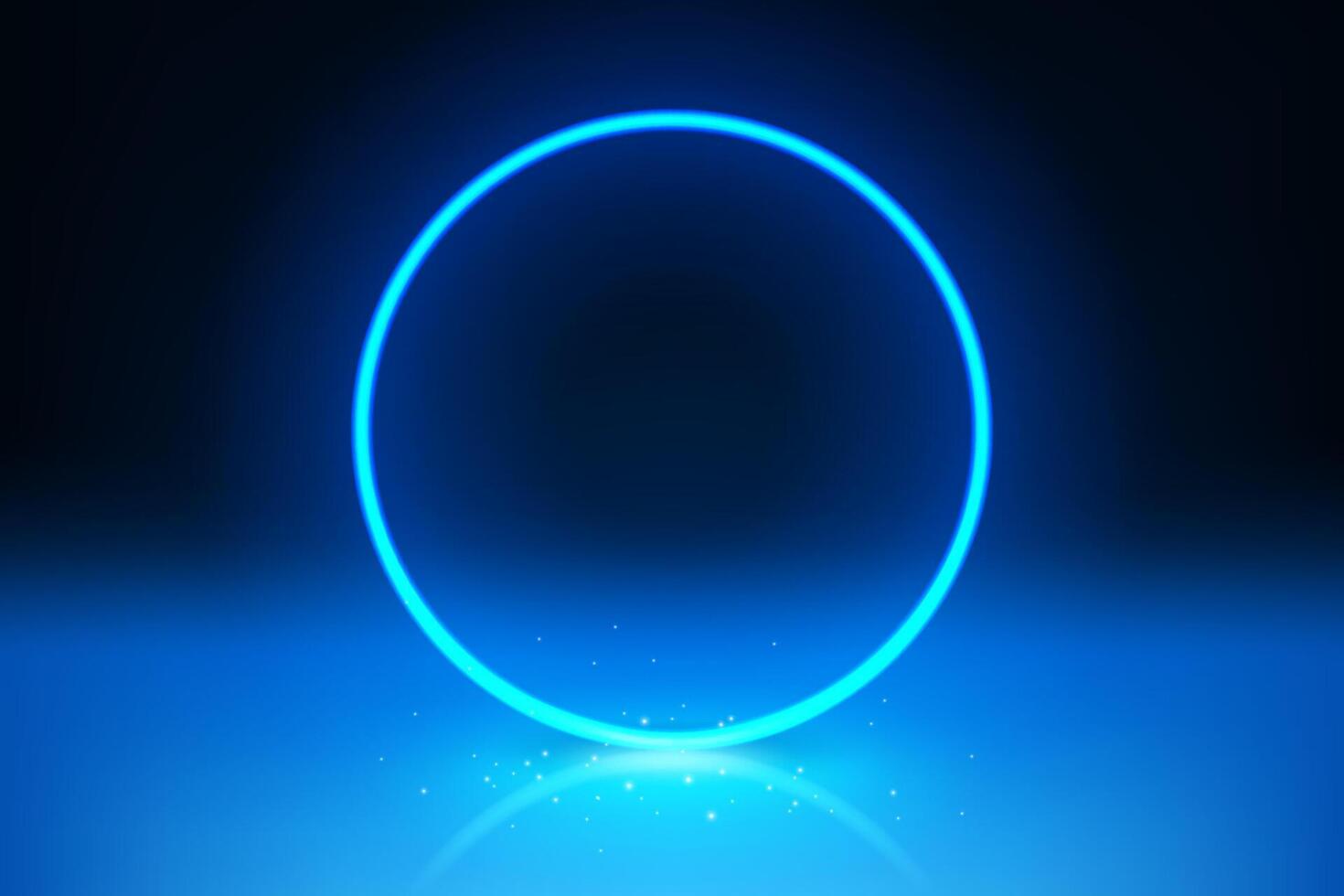 Abstract Blue Ring Glowing Effect on Dark Background, Vector Illustration