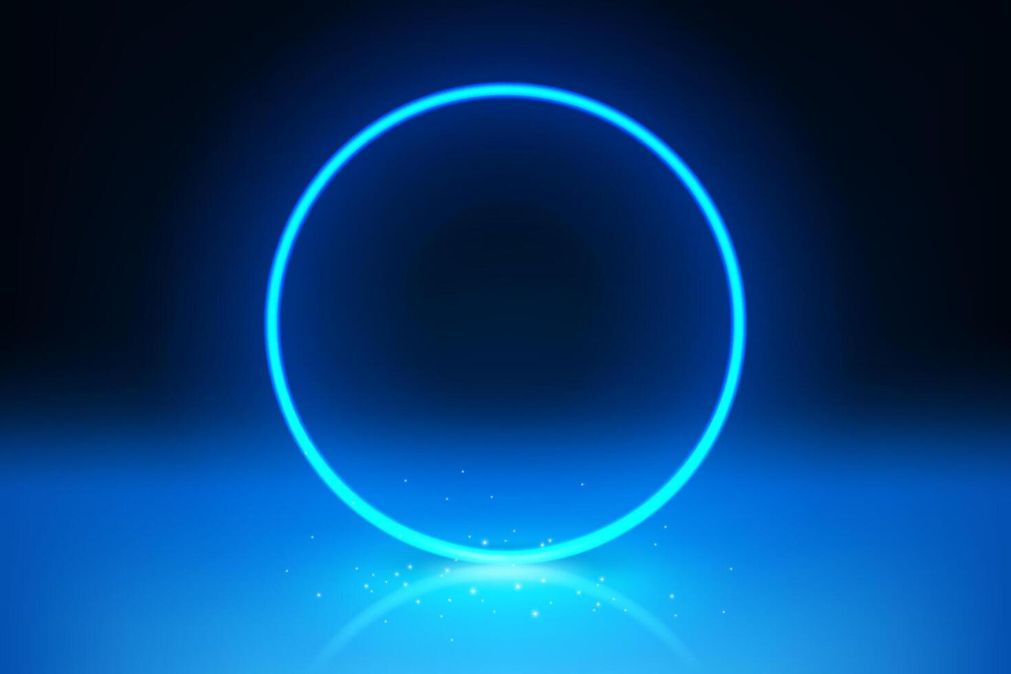 Abstract Blue Ring Glowing Effect on Dark Background, Vector Illustration