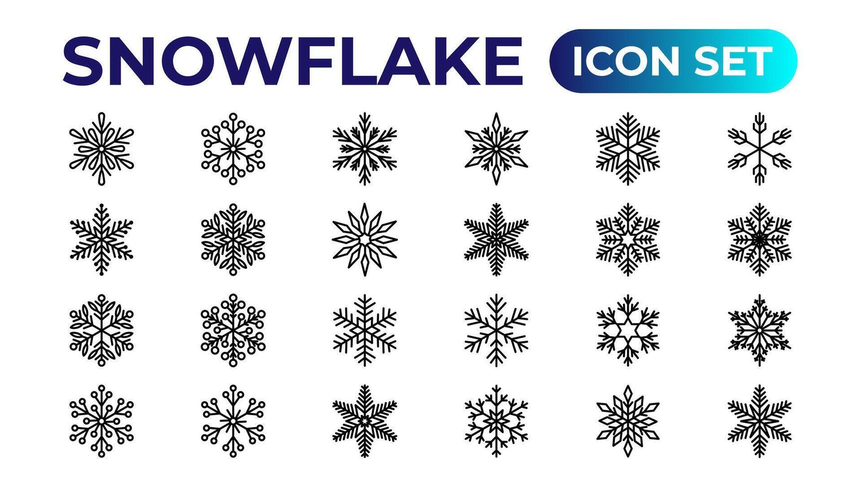 snowflake icons collection.Thin outline icons pack. vector