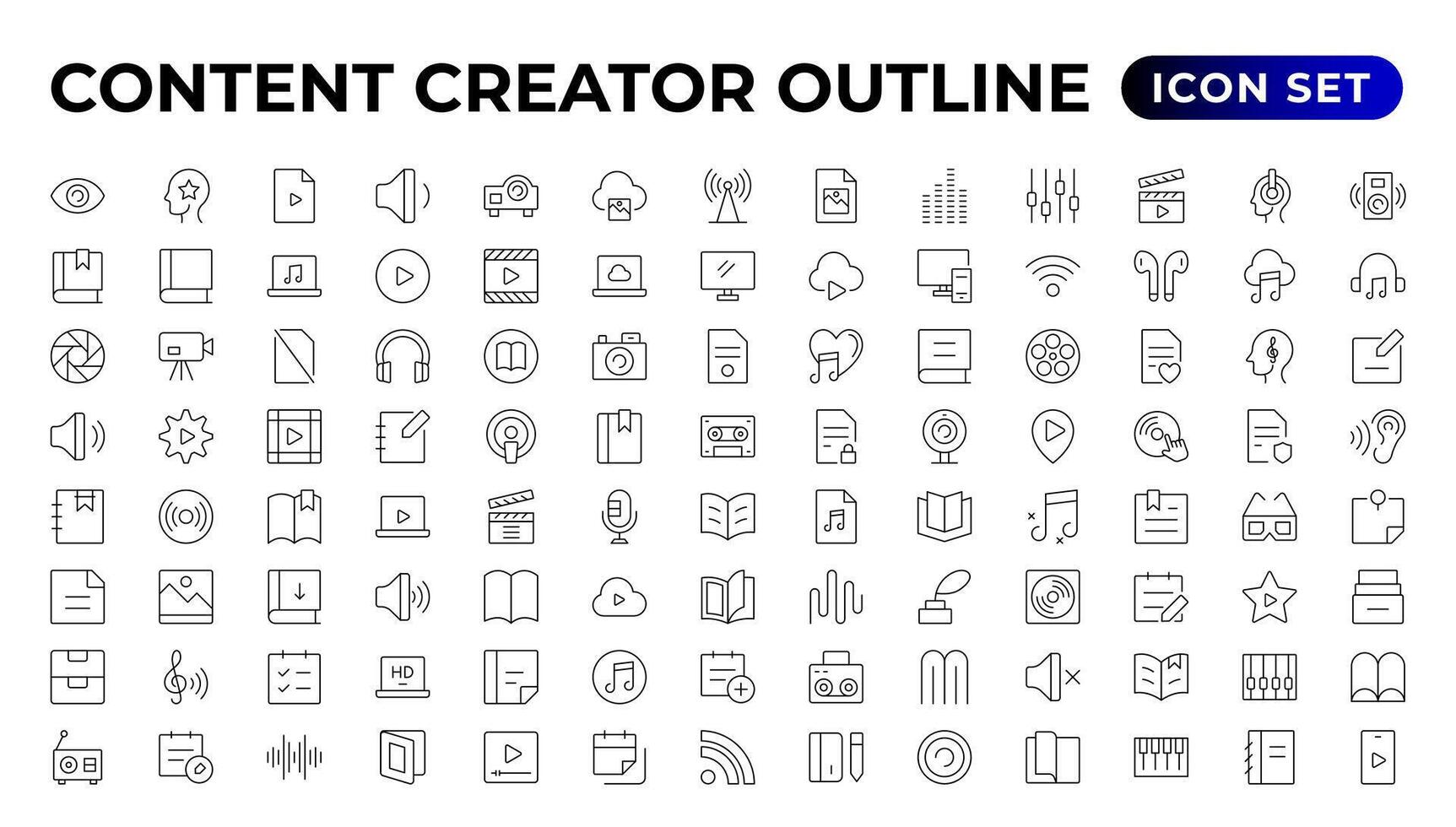 content creator icons set.Outline icon set. vector