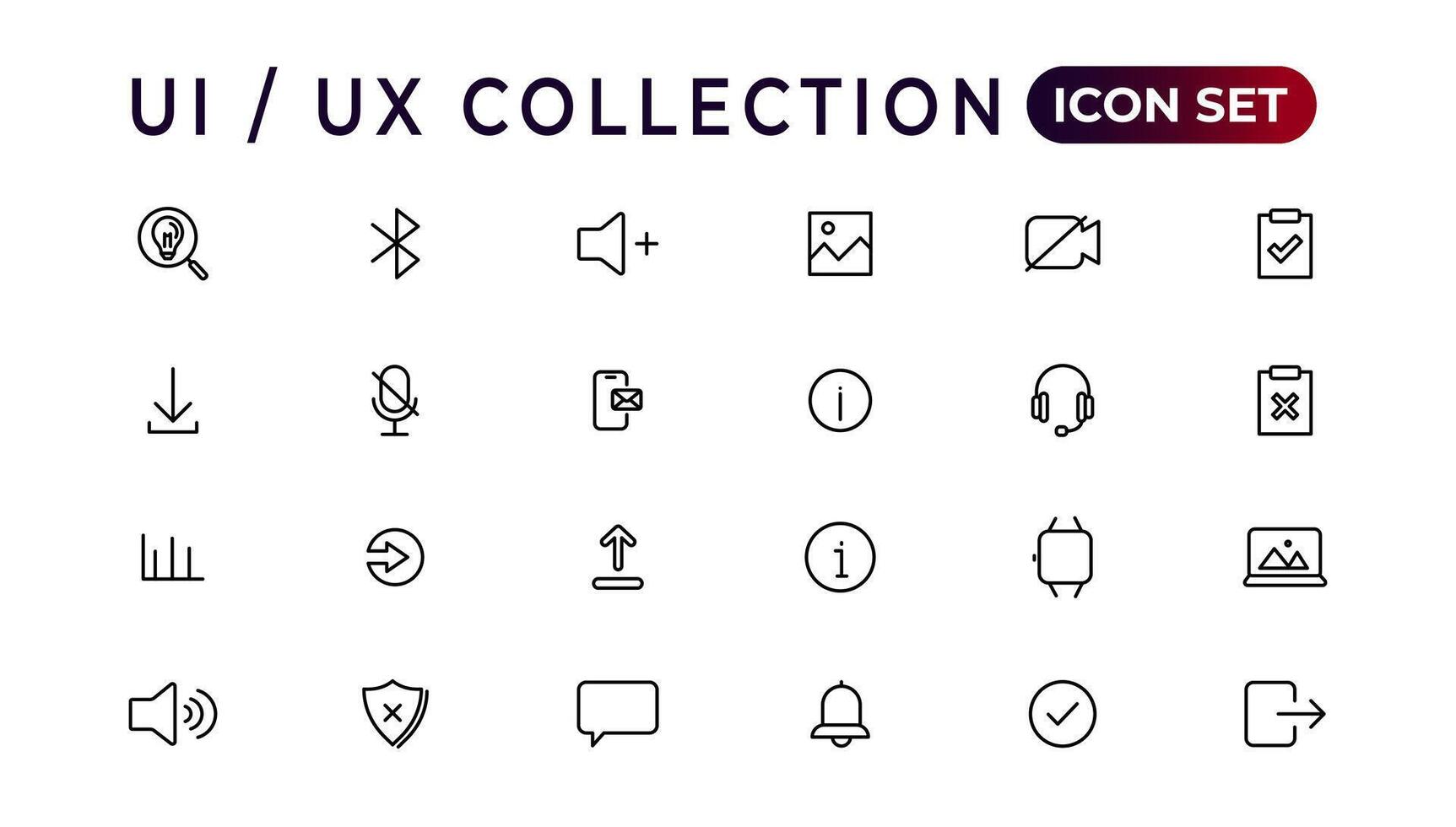 mega conjunto de ui ux icono colocar, usuario interfaz conjunto de iconos colección.conjunto de Delgado línea web icono colocar, sencillo contorno íconos recopilación, píxel Perfecto iconos, sencillo vector ilustración.