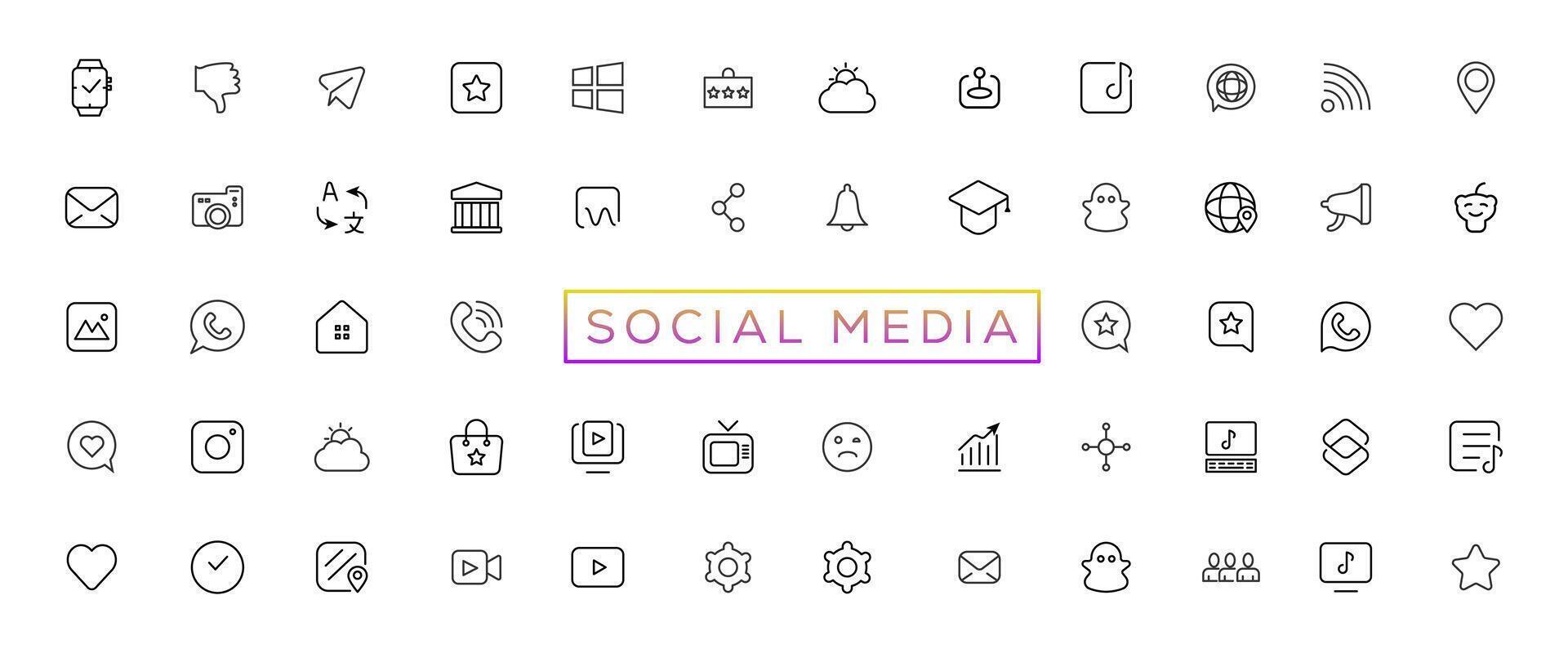 Social media logotype set. Facebook instagram twitter youtube snapchat whatsap pinterest linkedin vimeo tiktok periscope behance reddit logo set. Social network icons vector