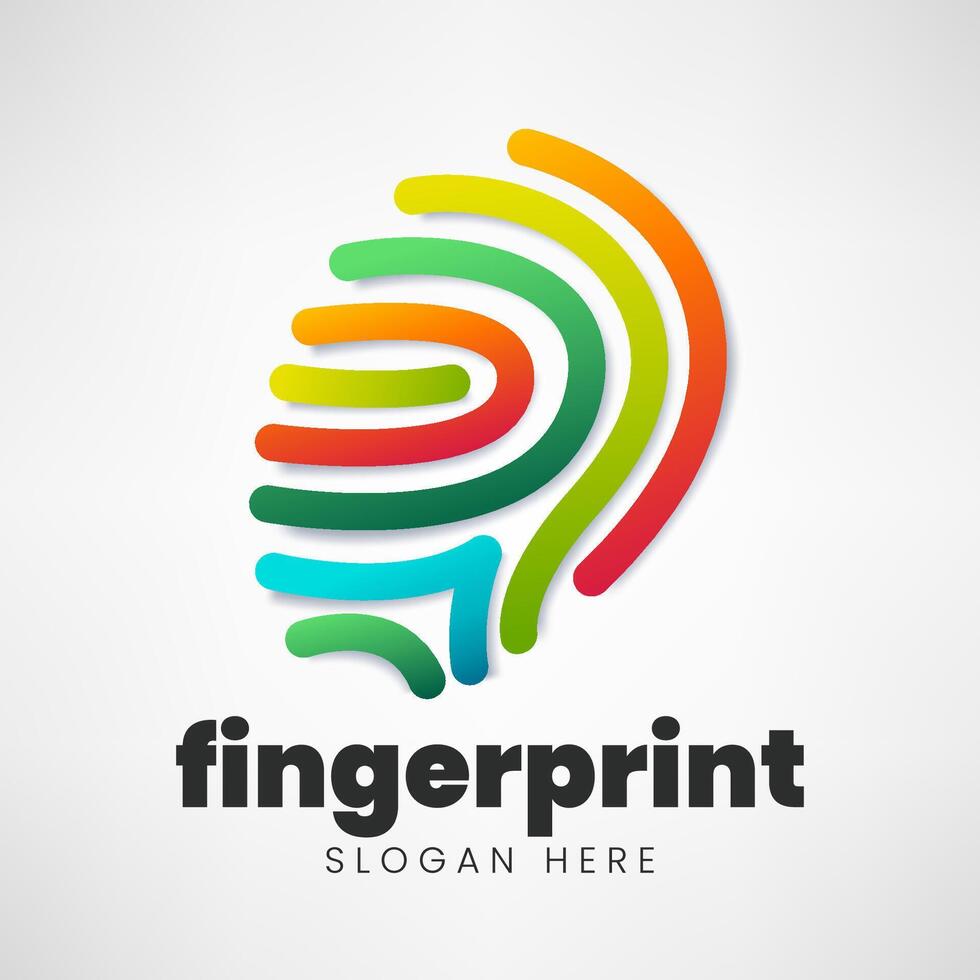 Fingerprint Logo Design, Creative Technology Company, Vector Illustration