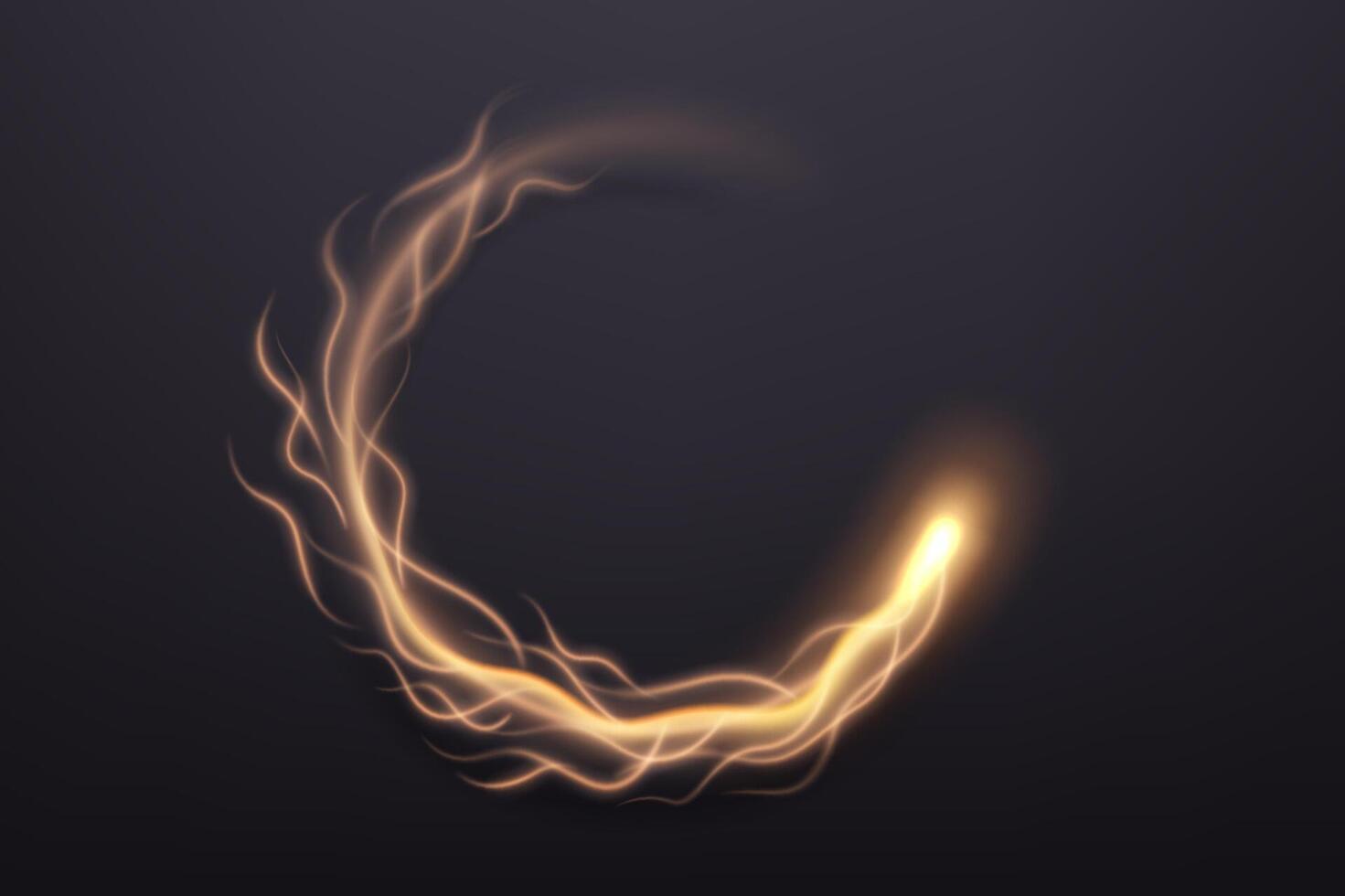 Circular Path of Golden Fire, Vector Illustration