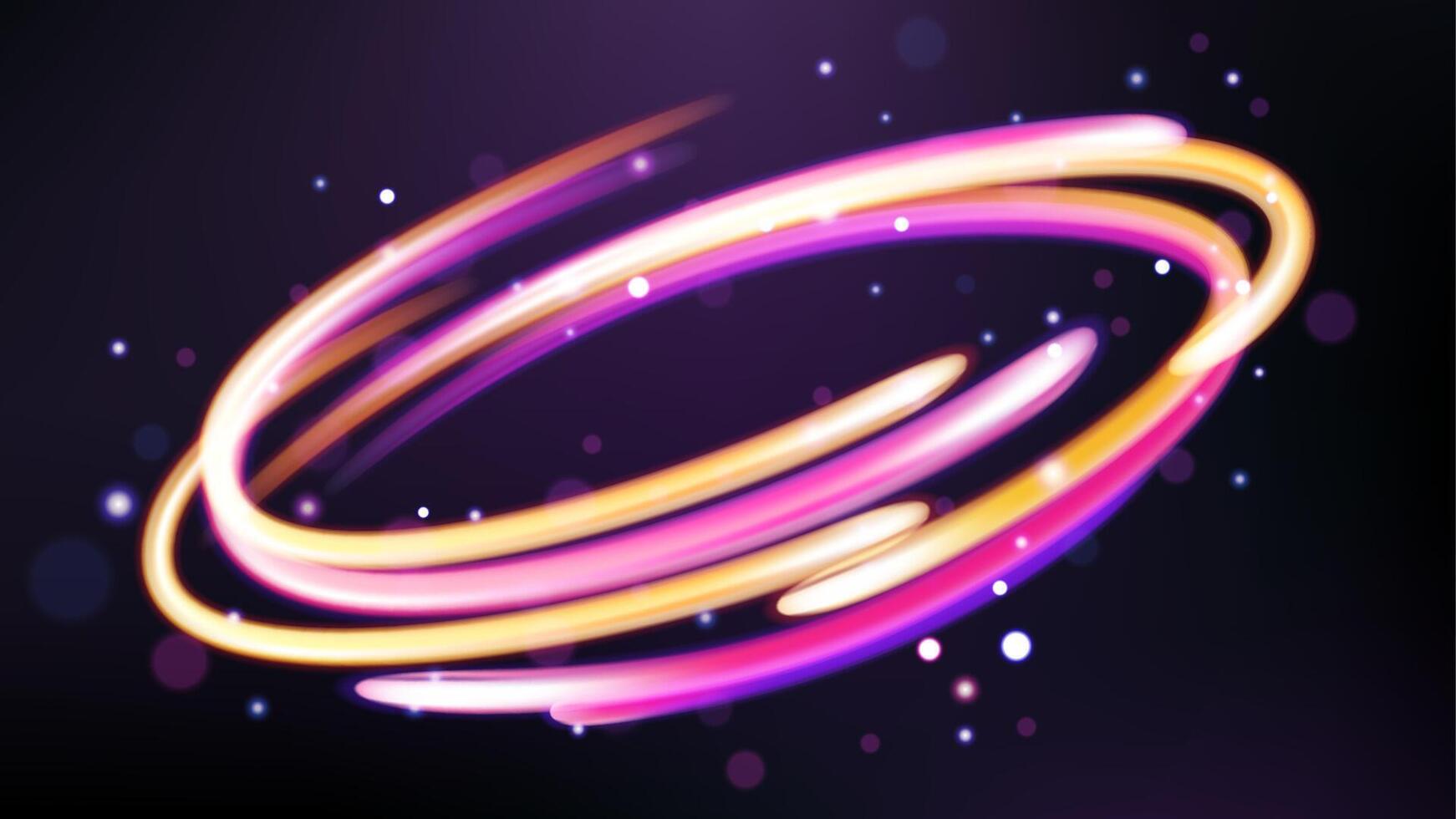 Colorful Light Trails, Long Time Exposure Motion Blur Effect, Vector Illustration