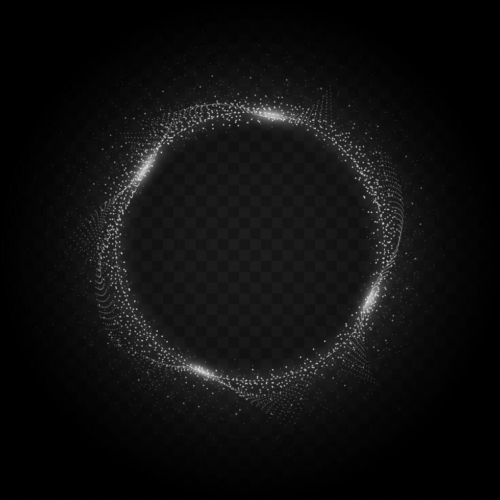 White Particles Liquid Dynamic Flow on Grid, Vector Illustration