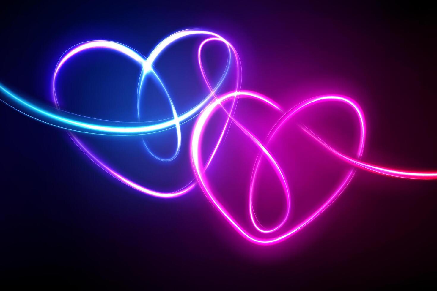 Heart Shape Neon Light Motion Effect, Vector Illustration