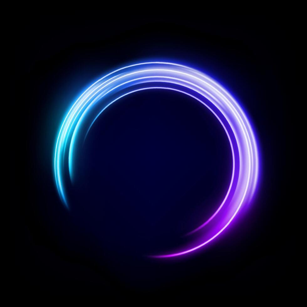 Abstract Multicolor Ring Line of Light, Isolated on Dark Background, Vector Illustration