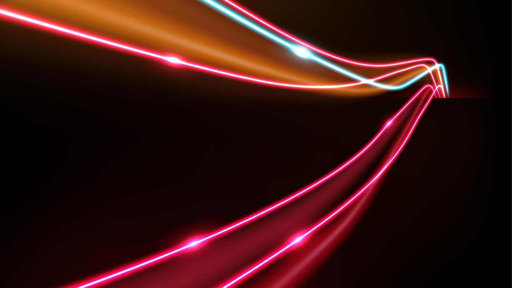 Gold and Pink Light Trails, Long Time Exposure Motion Blur Effect, Vector Illustration