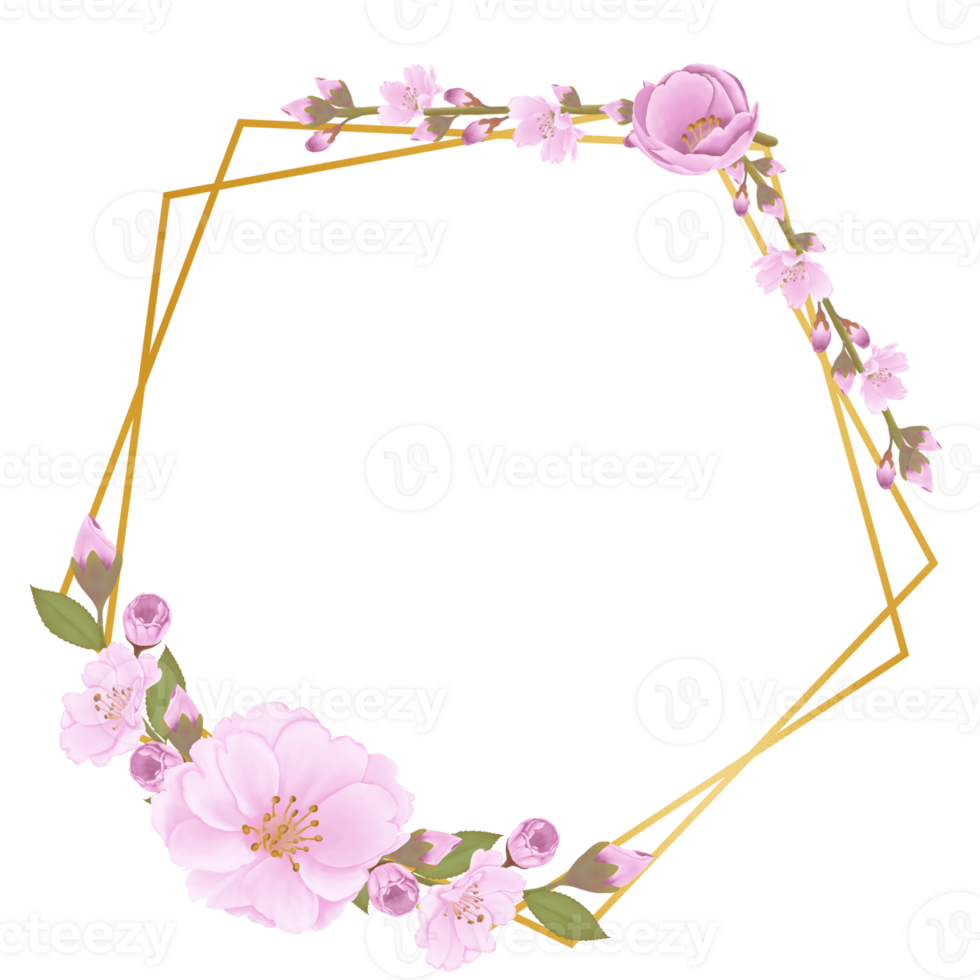 Hand-Drawn Pink Cherry Blossoms - Japan Inspired Flowers png