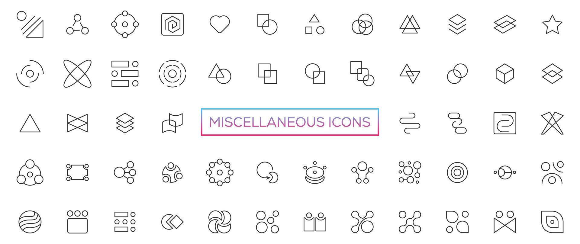 Miscellaneous icons- thin line web icon set. Outline icons collection. Simple vector illustration
