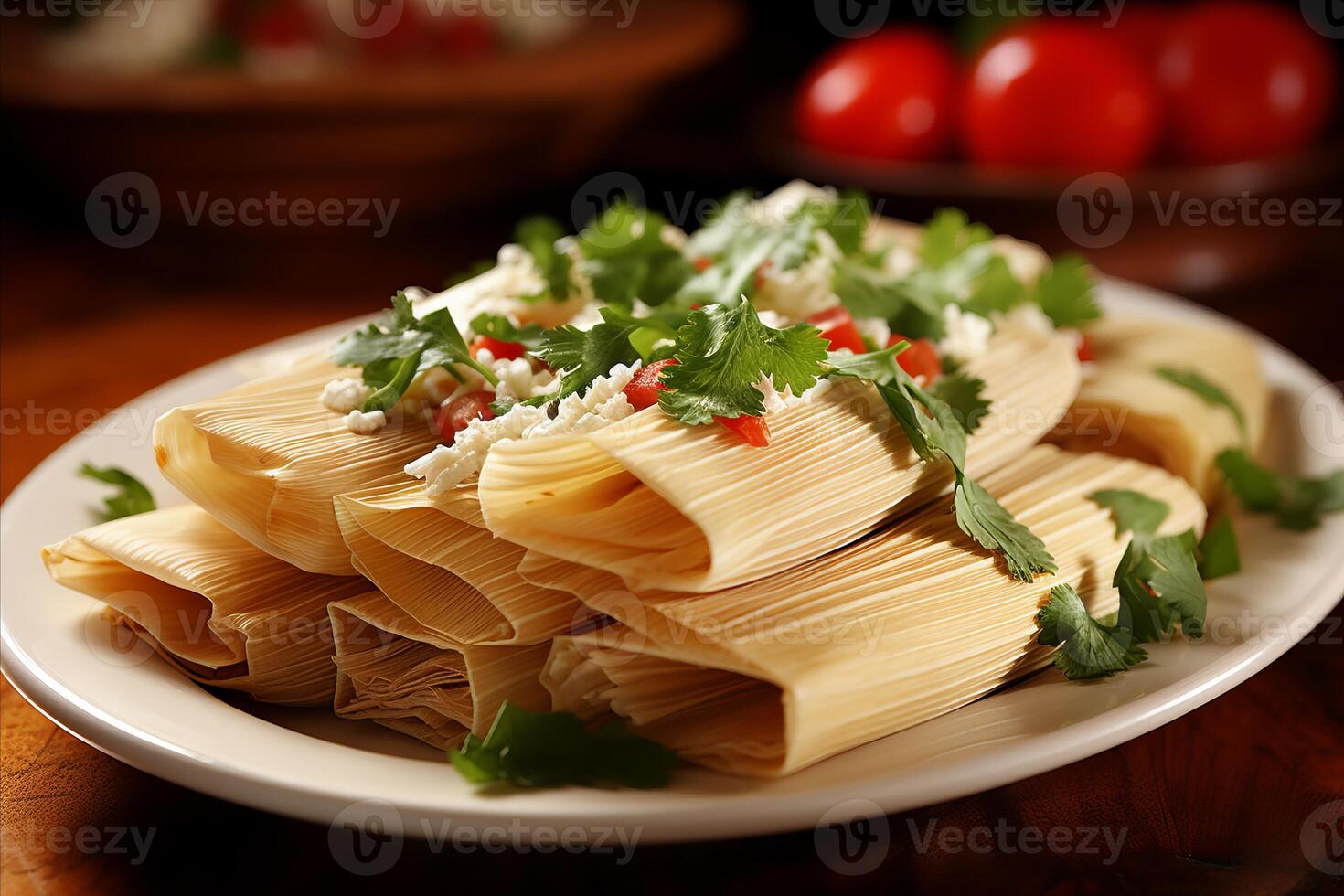 AI generated Delicious mexican tamales. a tasty and appetizing dish perfect for any mexican food lover photo