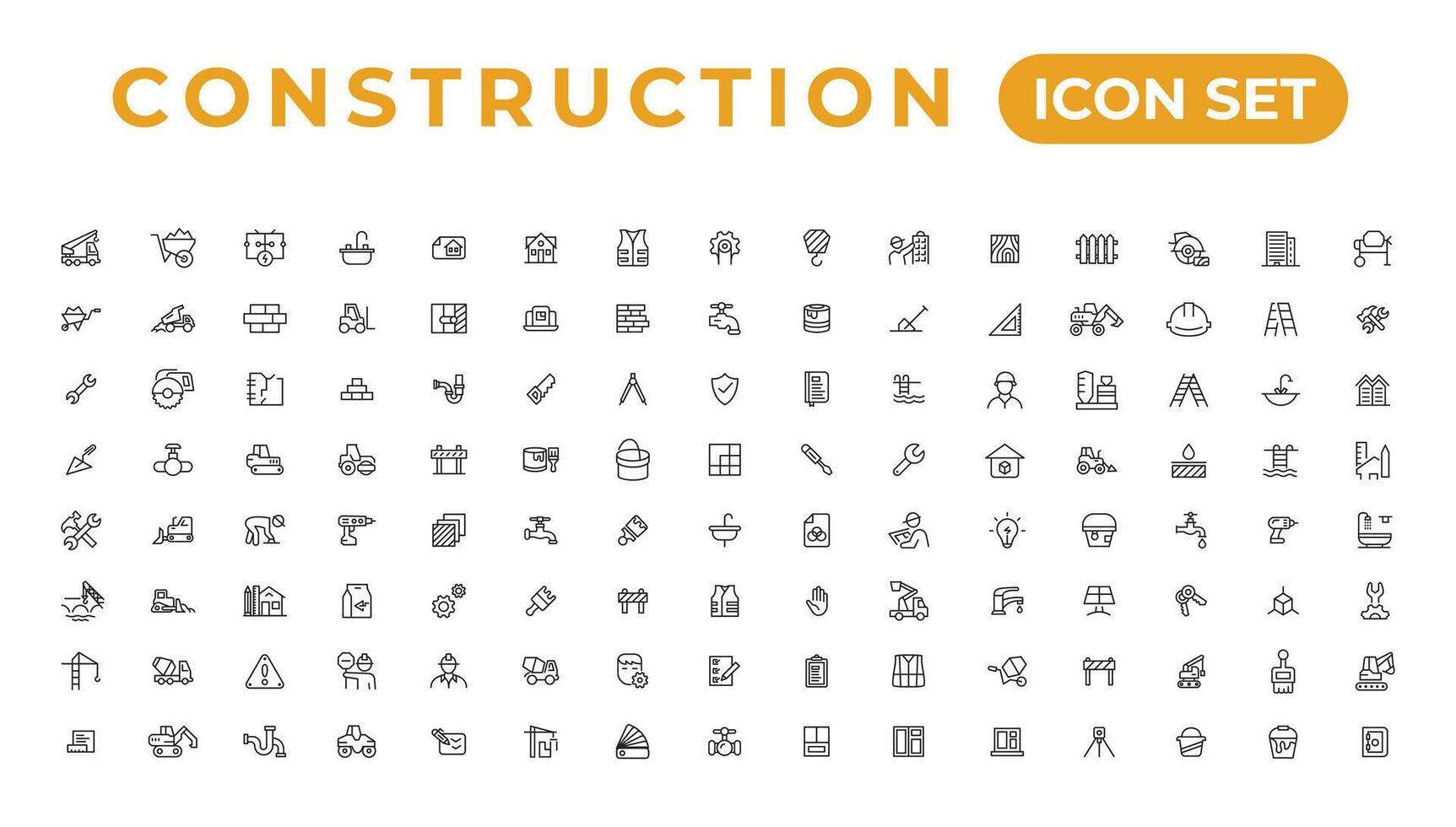 Build and construction thin line icons vector