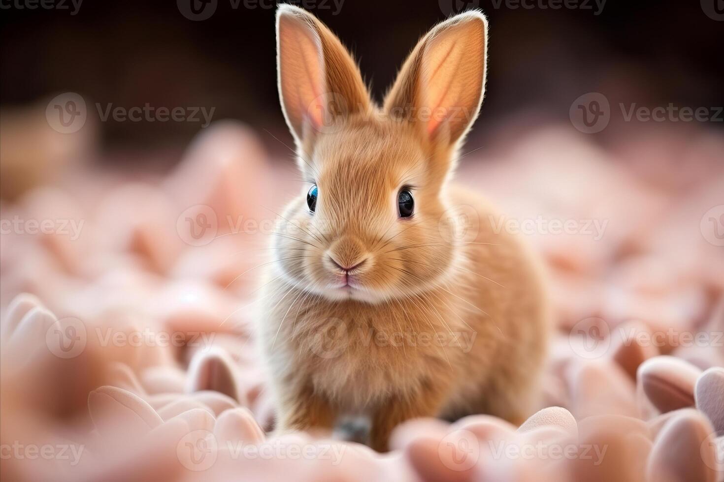AI generated Adorable fluffy rabbit sitting and looking at the camera with copy space. Easter photo