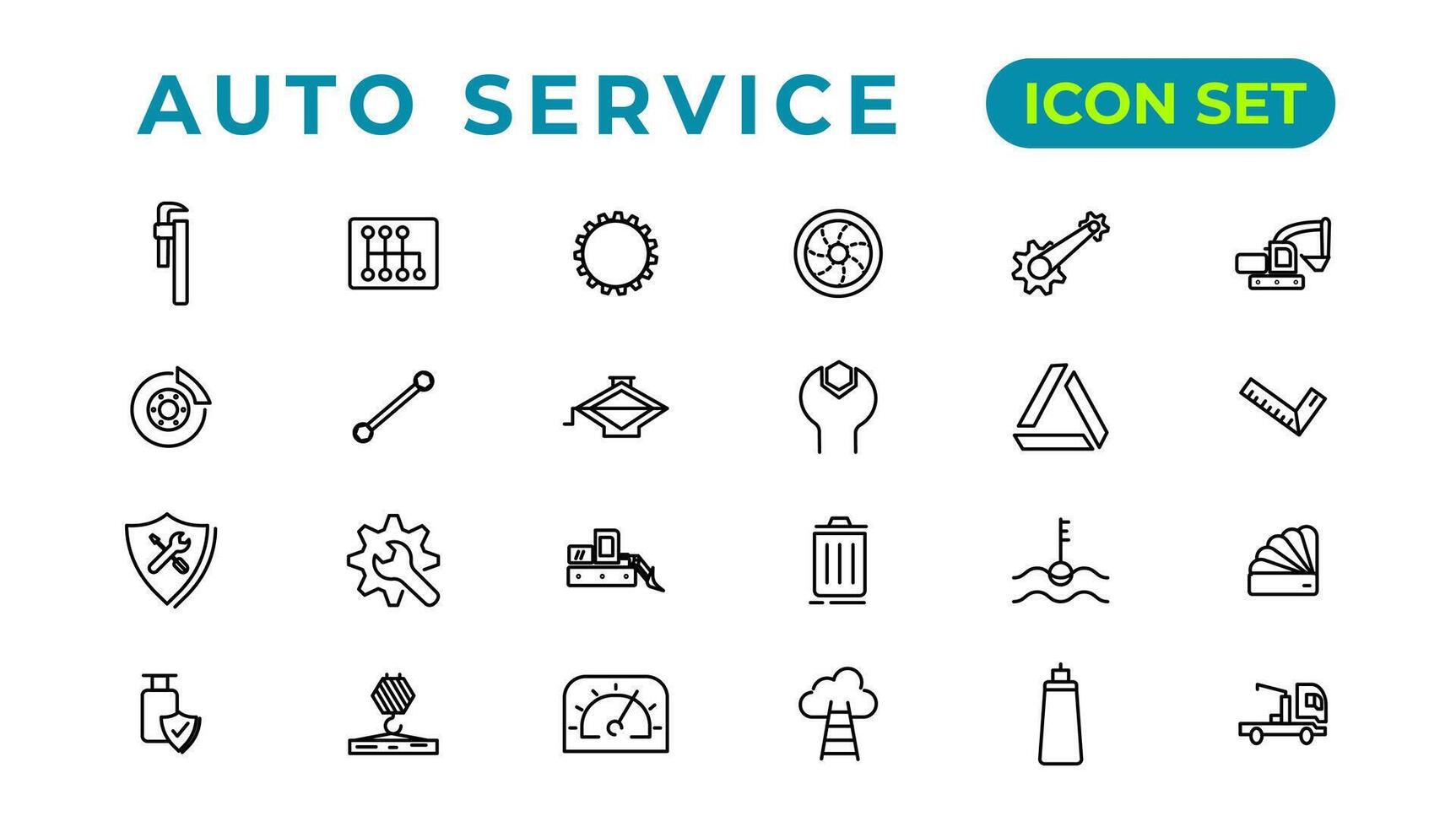 Auto service and car garage Set of thin line web icon set, simple outline icons collection, Pixel Perfect icons, Simple vector illustration.