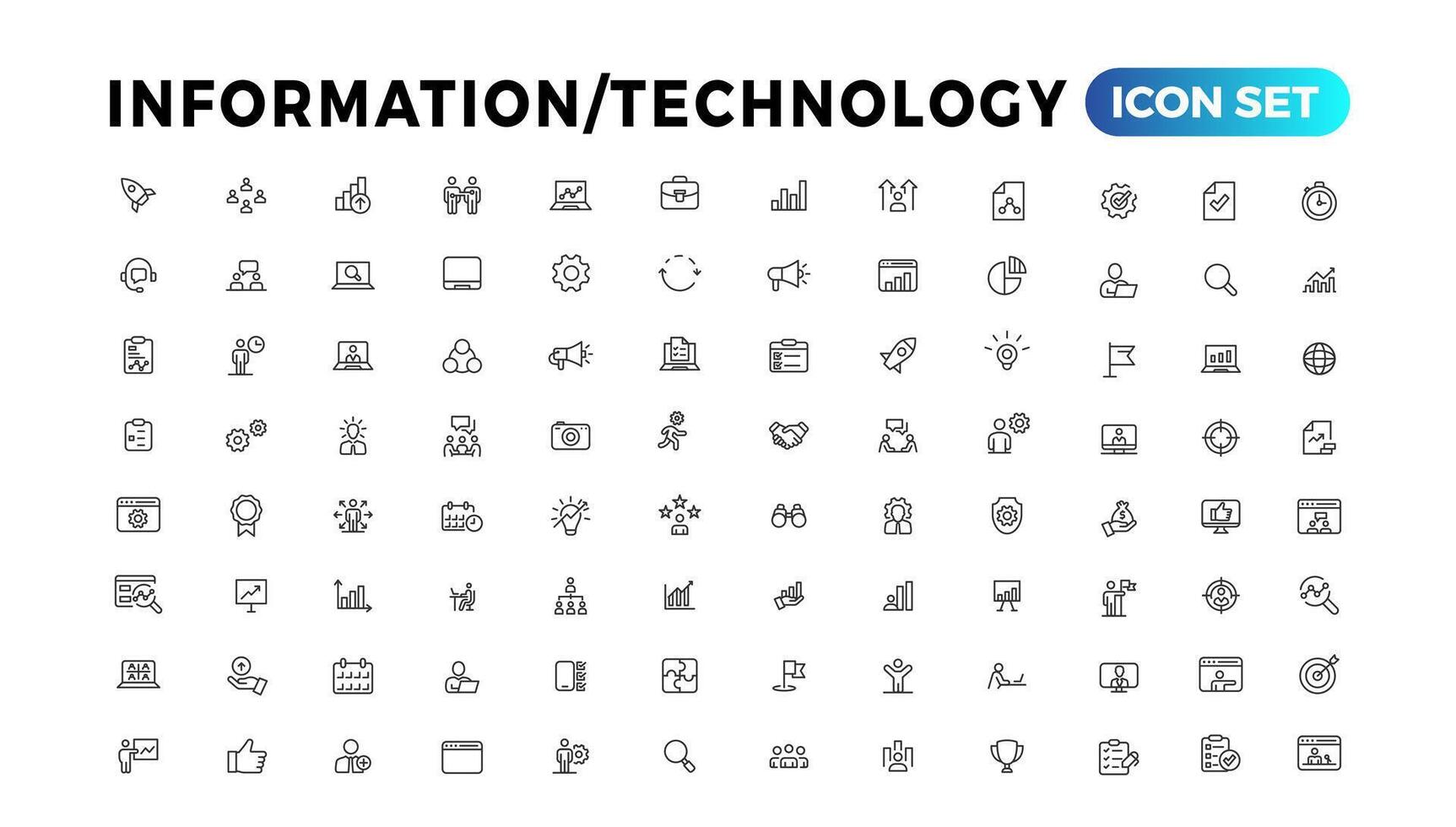 Device and Information technology line icons collection. Big UI icon set in a flat design. Thin outline icons pack vector