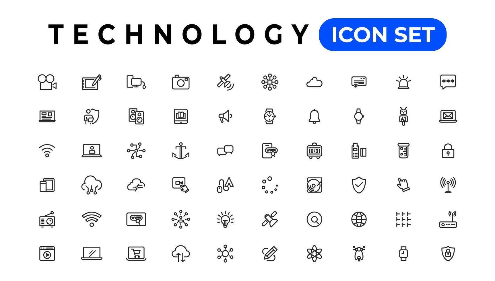 Device and Information technology line icons collection. Big UI icon set in a flat design. Thin outline icons pack vector