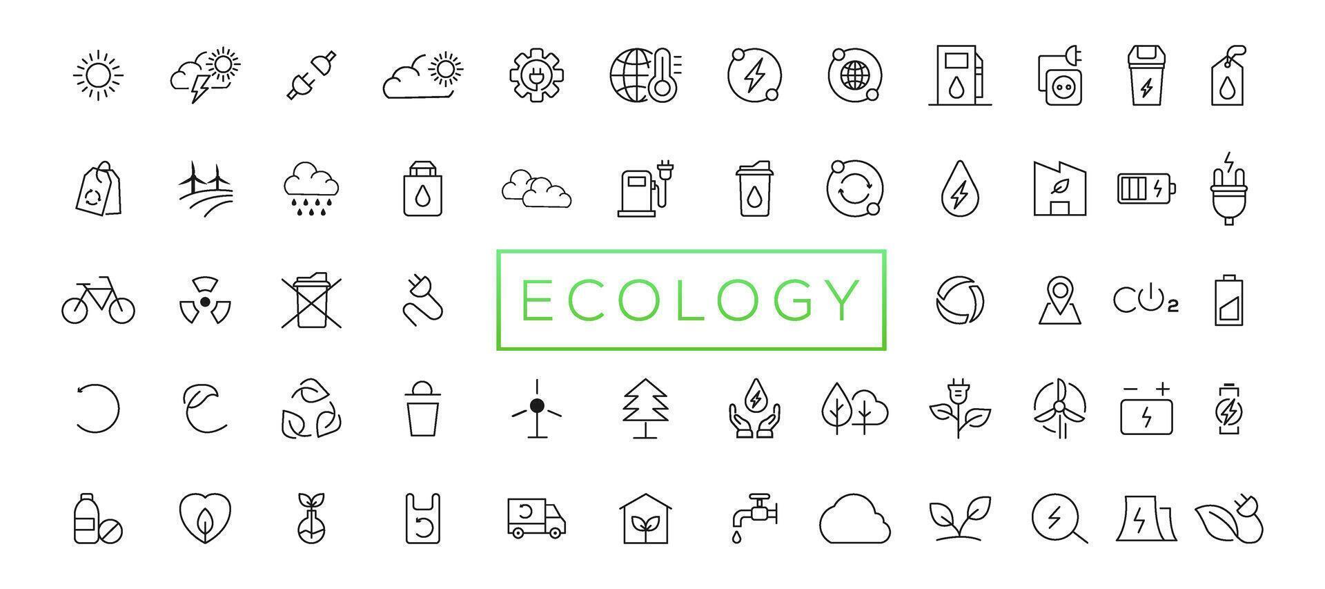 Ecology line icon collection. Ecology and nature green symbol. Nature icon. Outline nature green icons set. Eco green icons vector