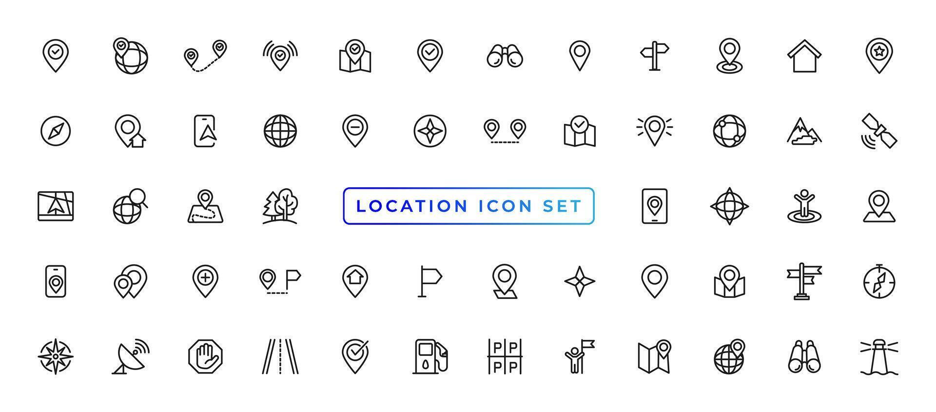 conjunto de iconos de ubicación. iconos de navegación. iconos de puntero de mapa. símbolos de ubicación ilustración vectorial vector