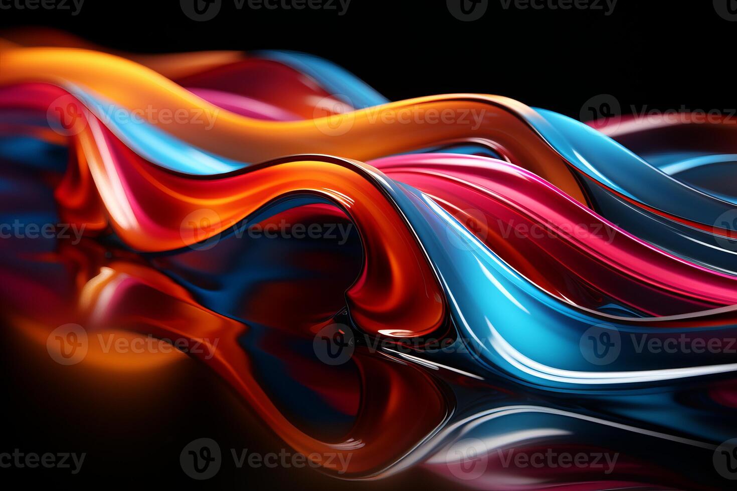 AI generated Vibrant neon wave abstract illustration, ideal for graphic design and creative projects photo