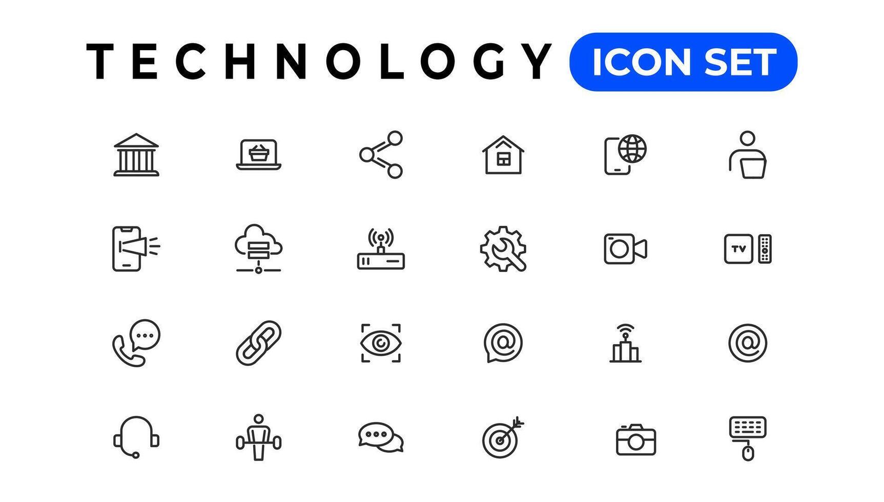 Device and Information technology line icons collection. Big UI icon set in a flat design. Thin outline icons pack vector