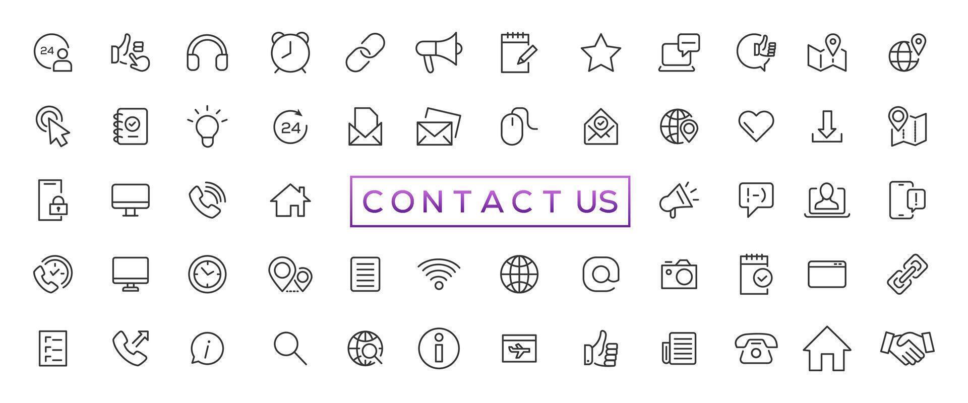 Set of simple Contact us icons for web and mobile app. Social Media network icon call us email mobile signs. Customer service. Contact support sign and symbols vector
