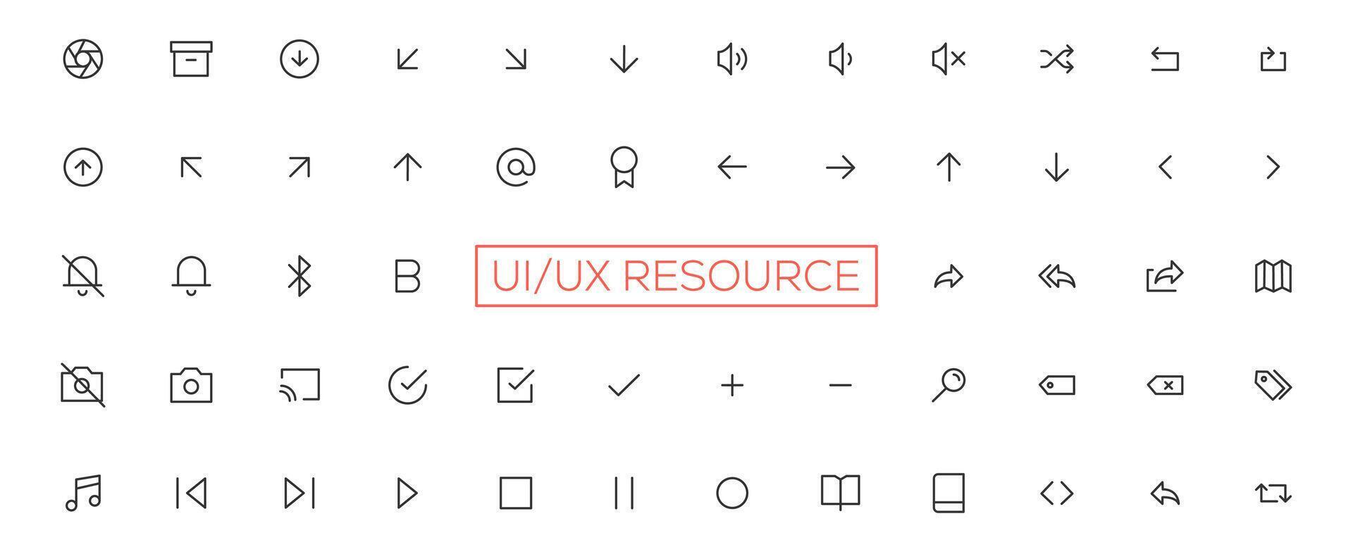 Minimalist and simple looking ui icons set for dark, light mode. Outline isolated user interface elements for night, day themes vector