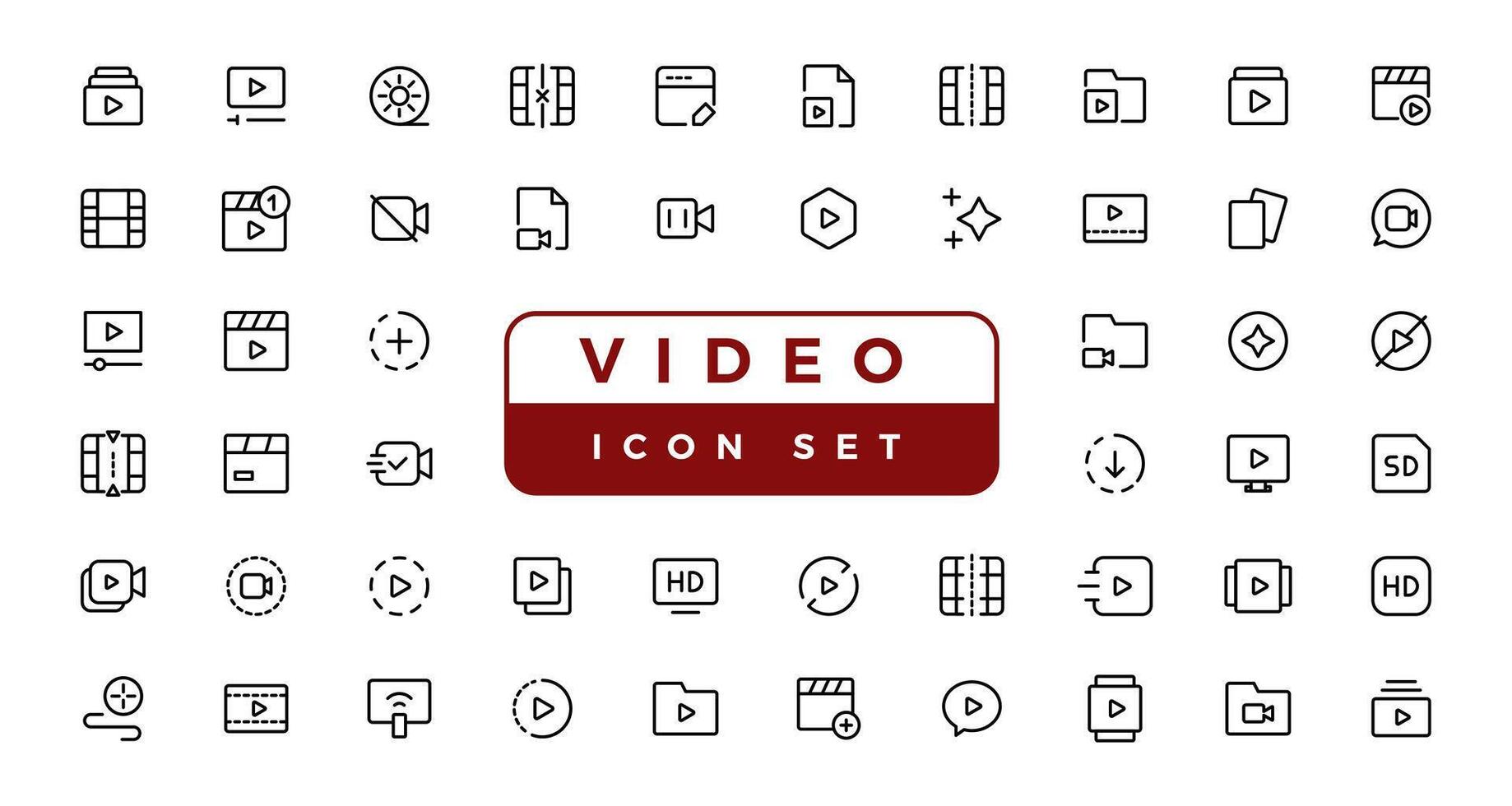 medios de comunicación jugador íconos recopilación. vídeo jugador iconos cine icono. vector