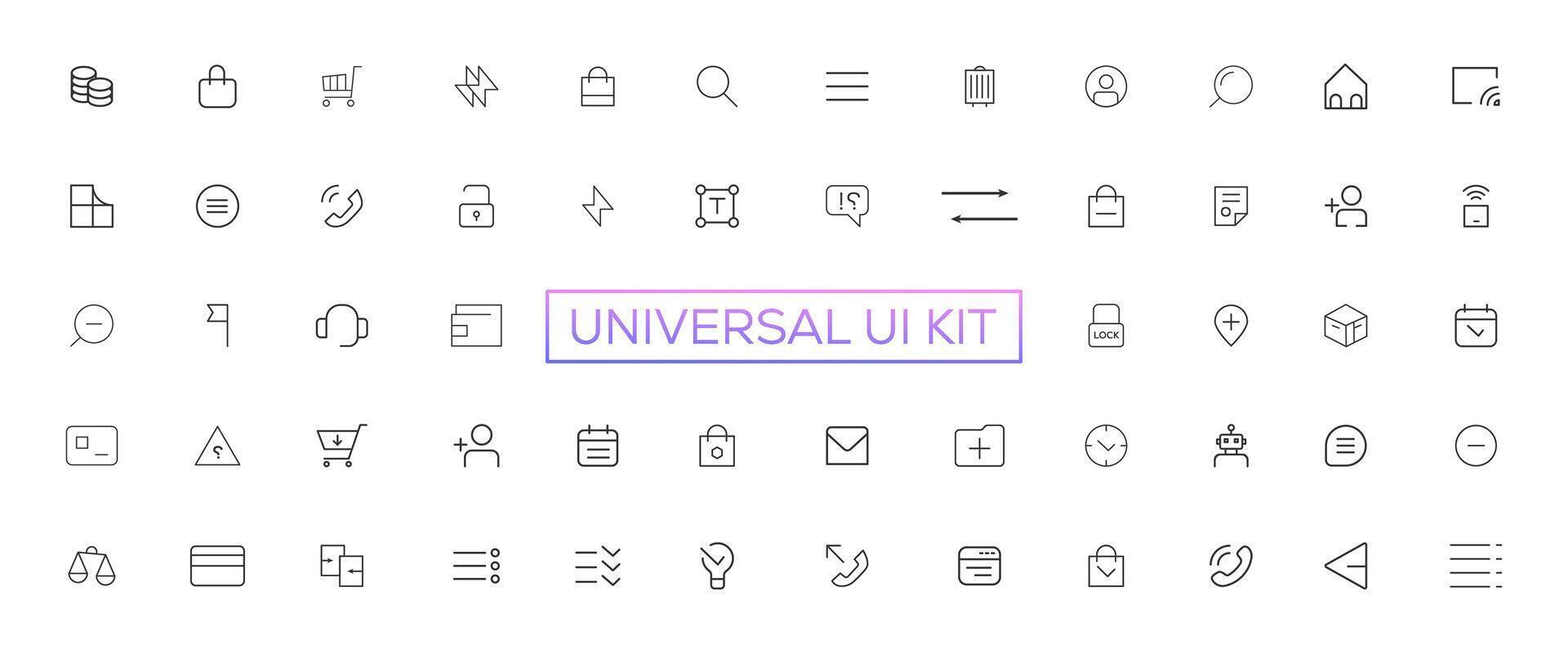 Minimalist and simple looking ui icons set for dark, light mode. Outline isolated user interface elements for night, day themes vector